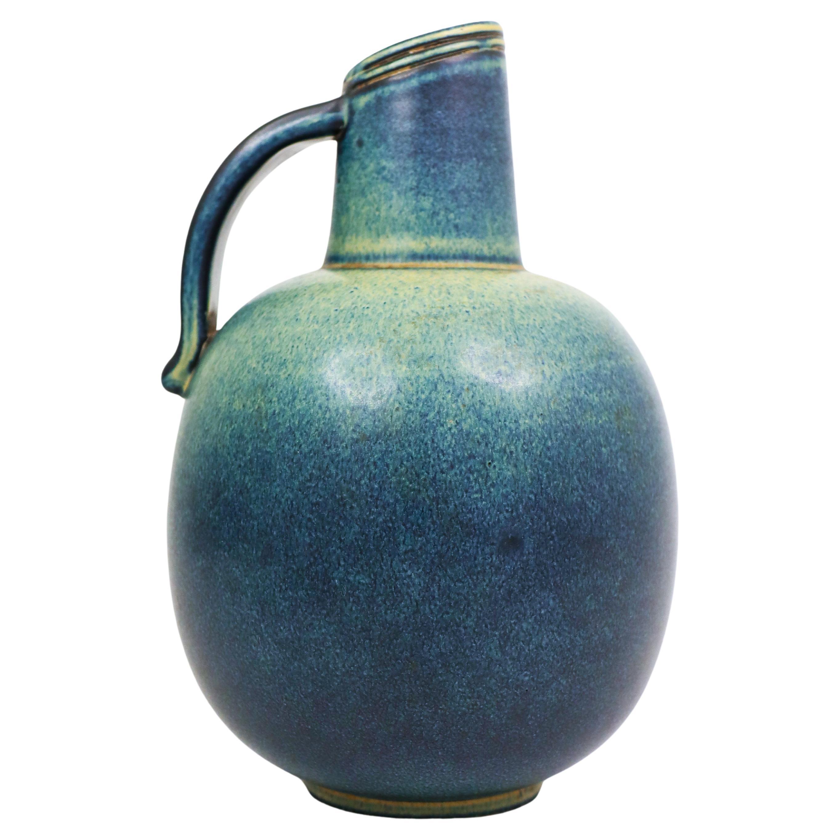 Joli vase en céramique bleue Gunnar Nylund Rörstrand - Mid century Vintage en vente