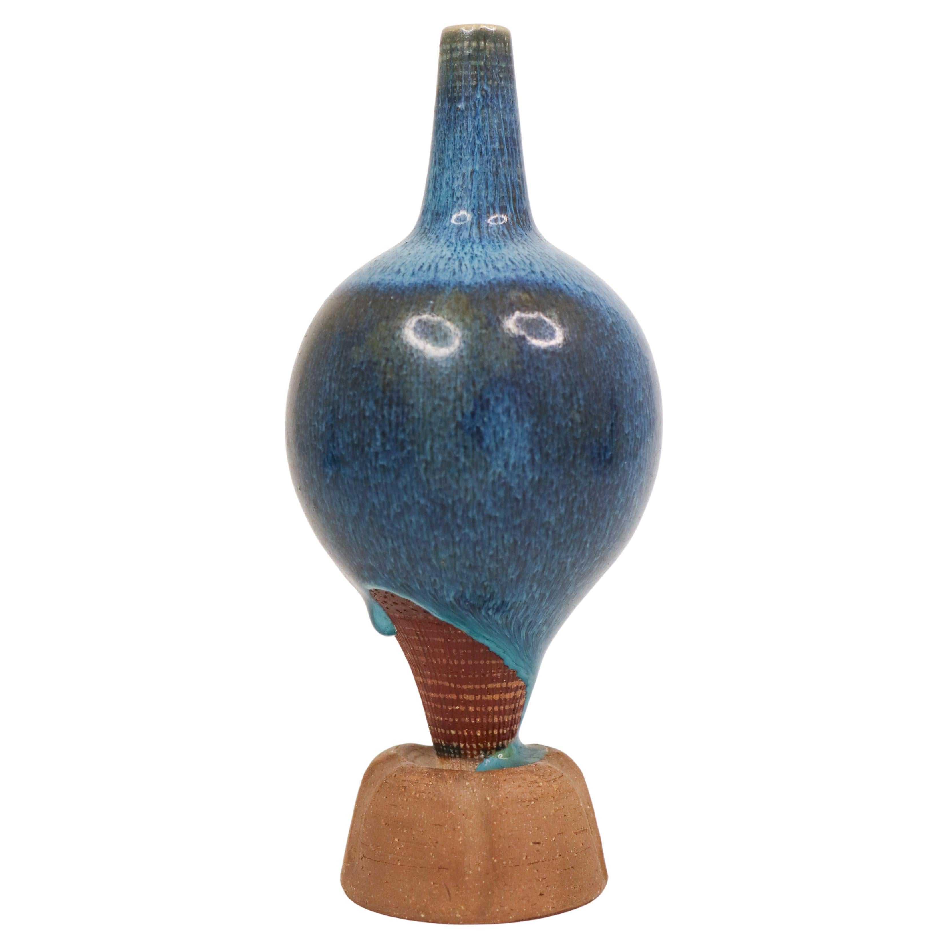 Lovely Blue Farsta Spirea Vase by Wilhelm Kåge - Gustavsberg - Stunning Glaze!