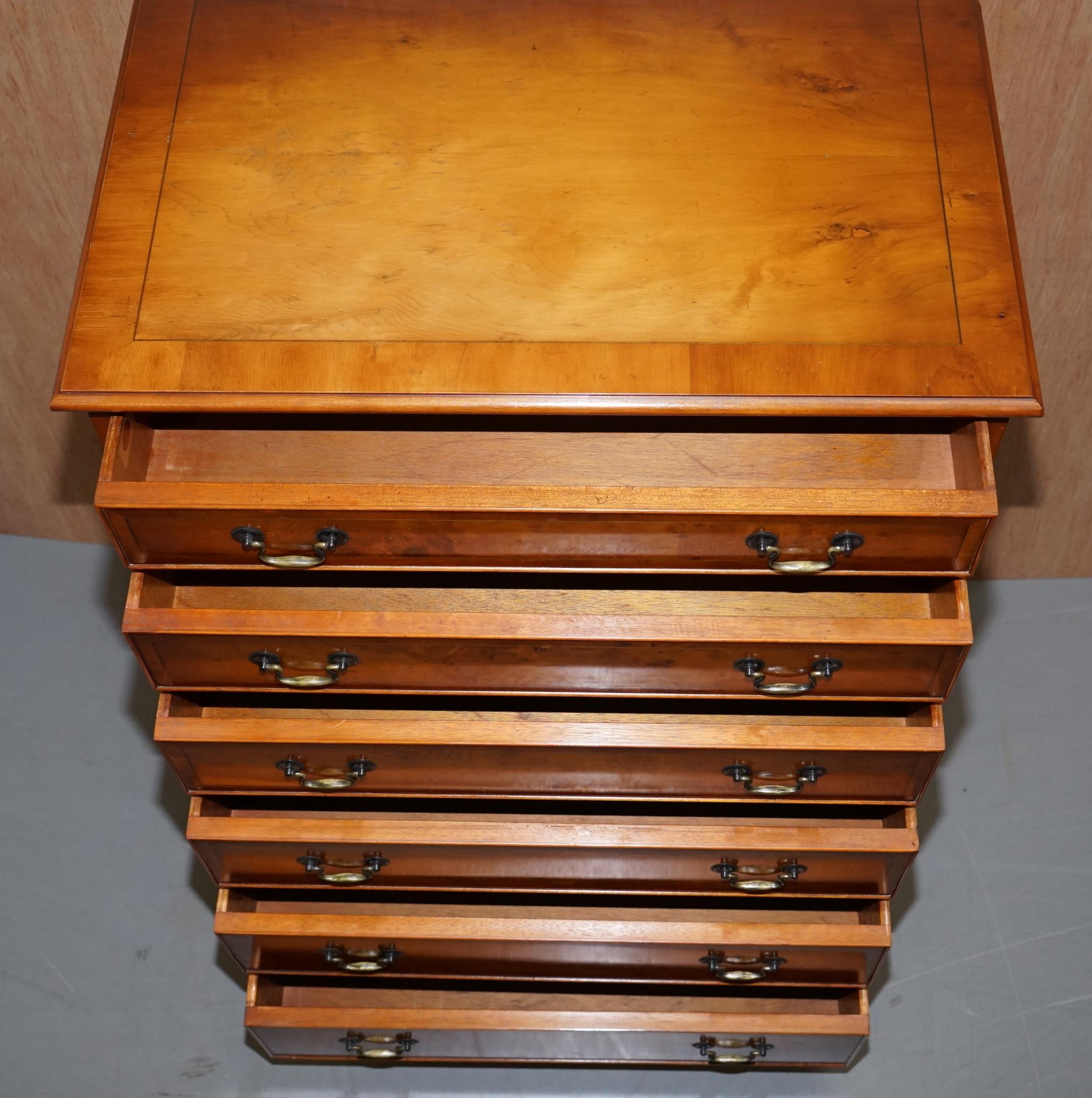 Lovely Bradley Furniture Burr Yew Wood Large Chest of Six Drawers 3