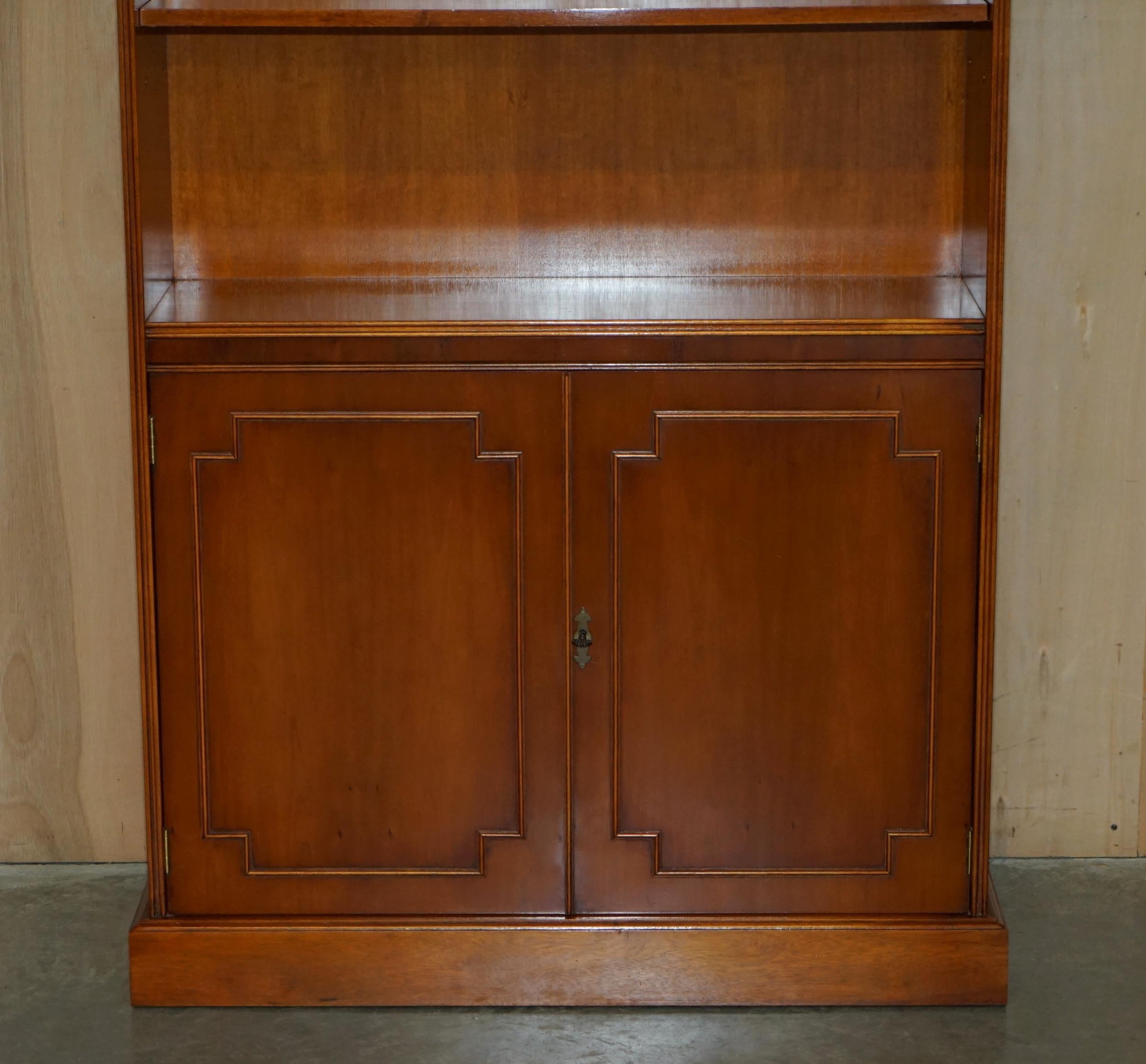 Art Deco Lovely Bradley Furniture England Yew Wood Open Library Bookcase Cupboard Base For Sale