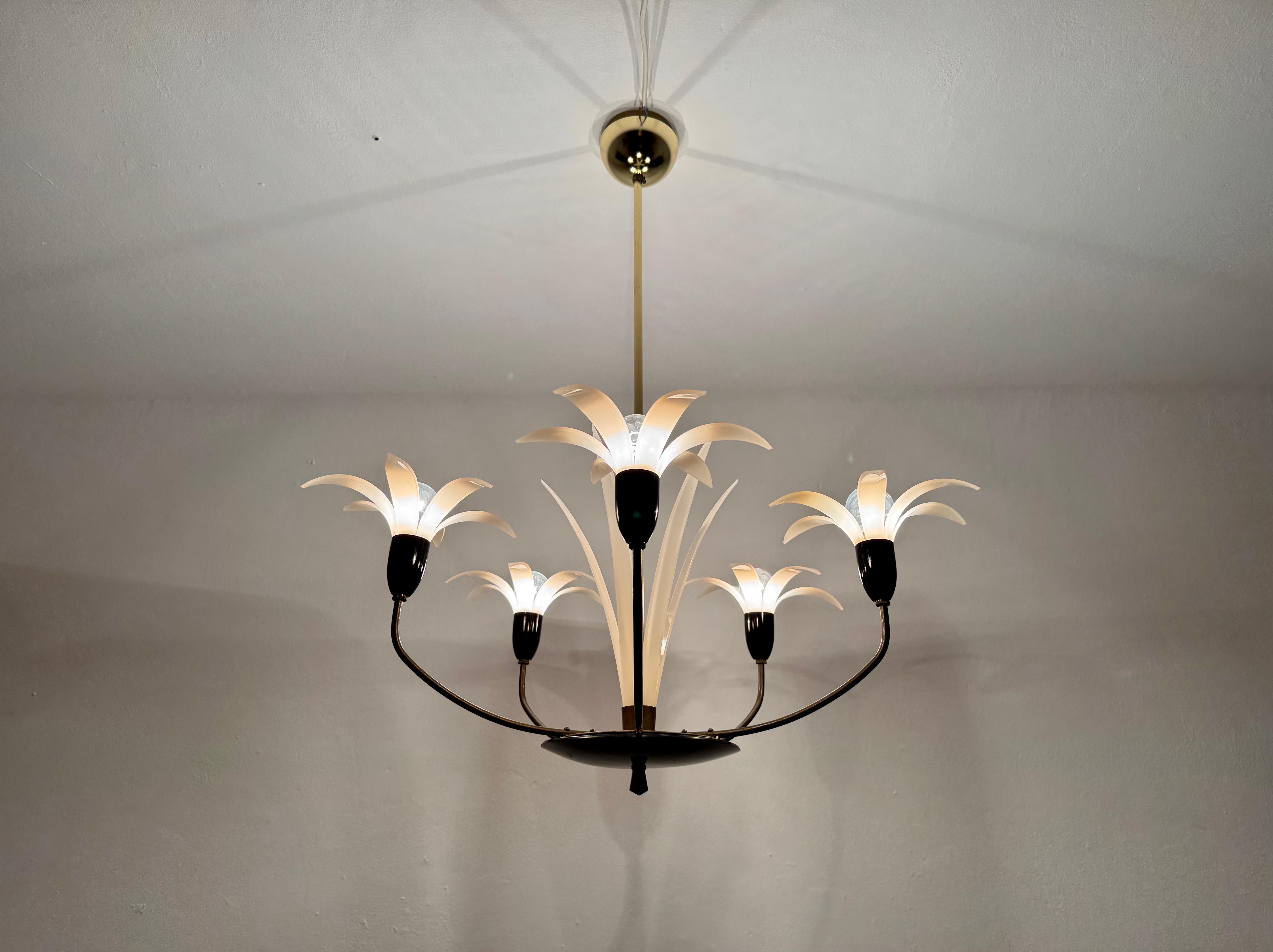 Lovely Brass and Acrylic Chandelier by Rupert Nikoll 5