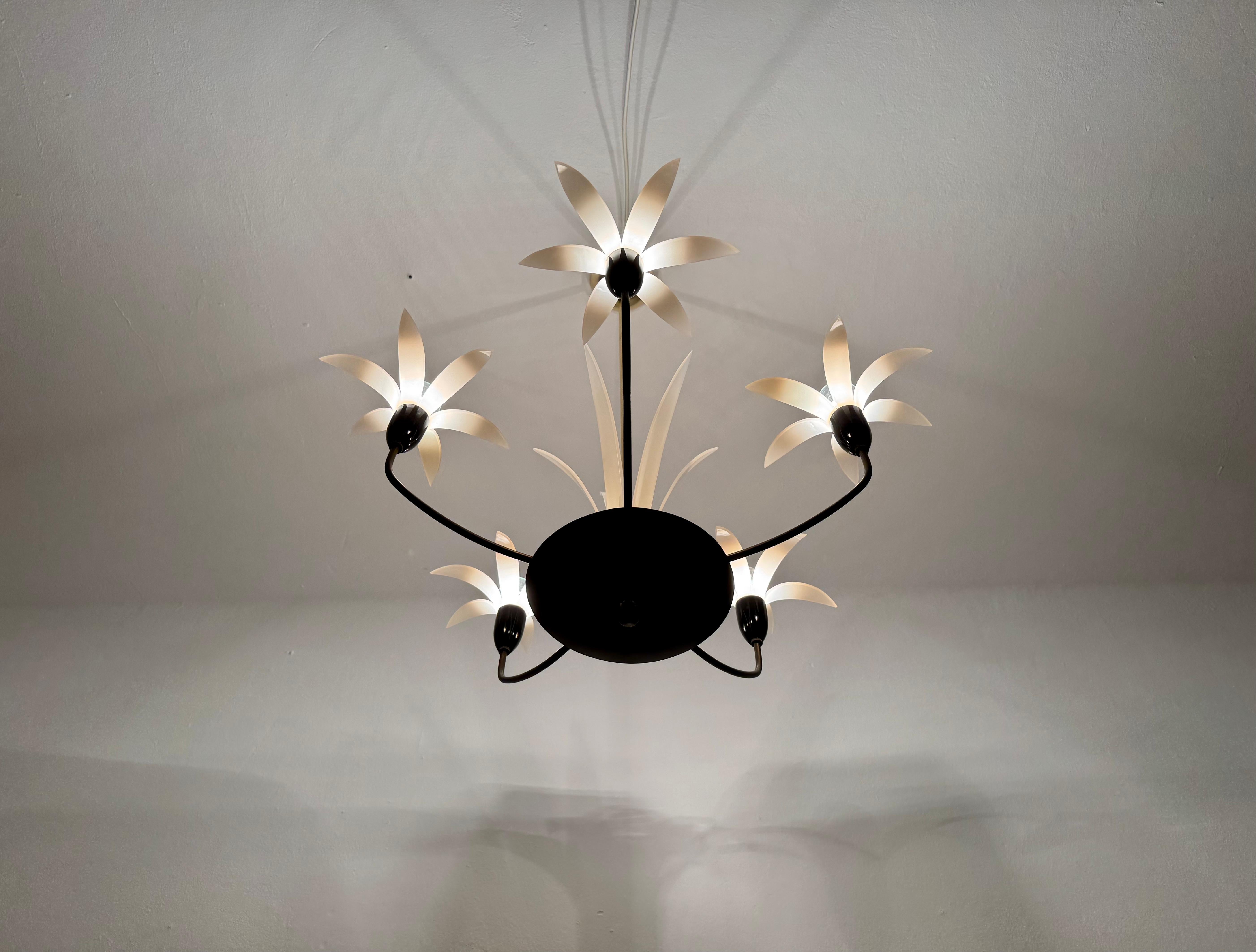 Lovely Brass and Acrylic Chandelier by Rupert Nikoll 7