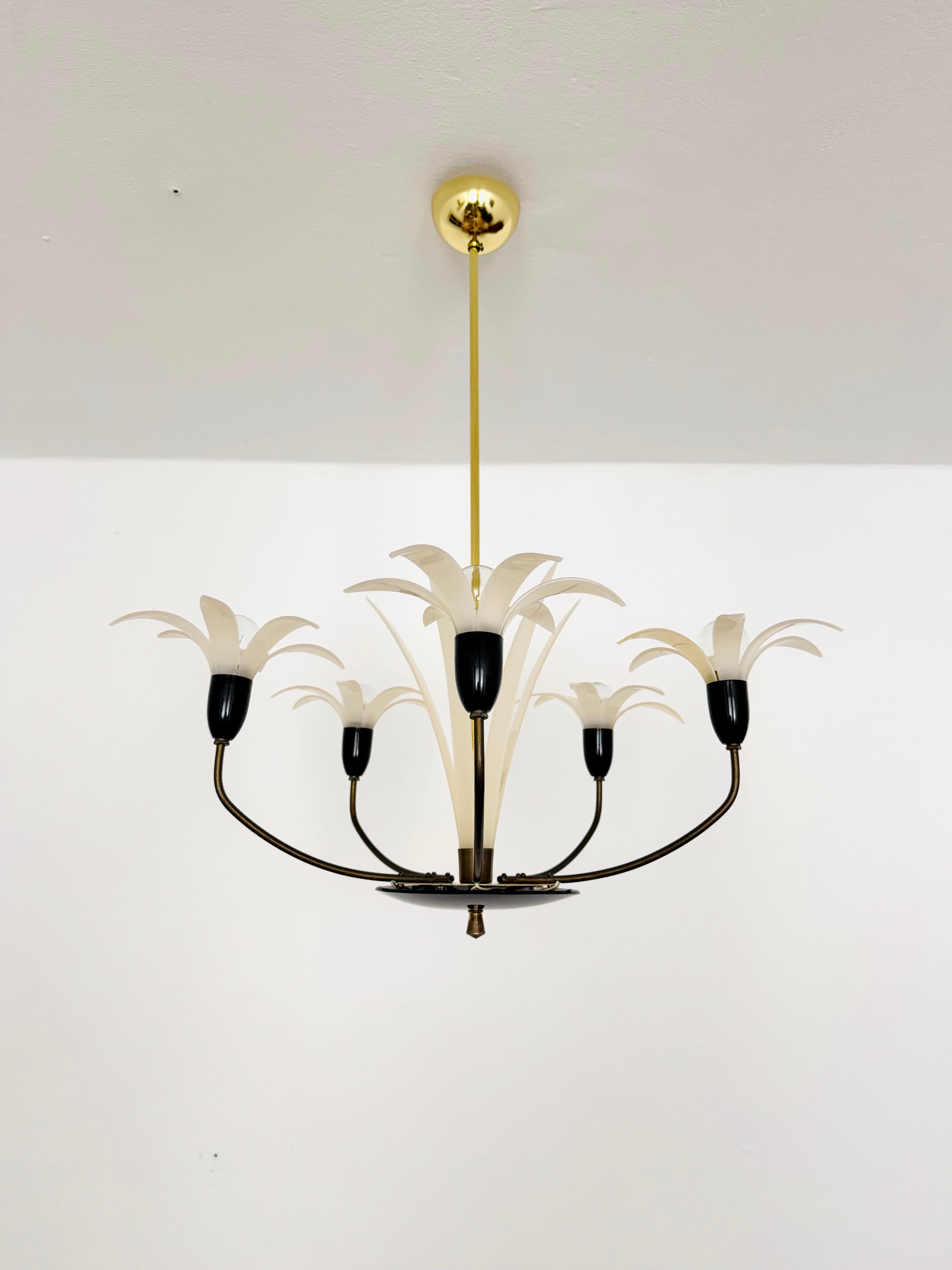 Mid-Century Modern Lovely Brass and Acrylic Chandelier by Rupert Nikoll
