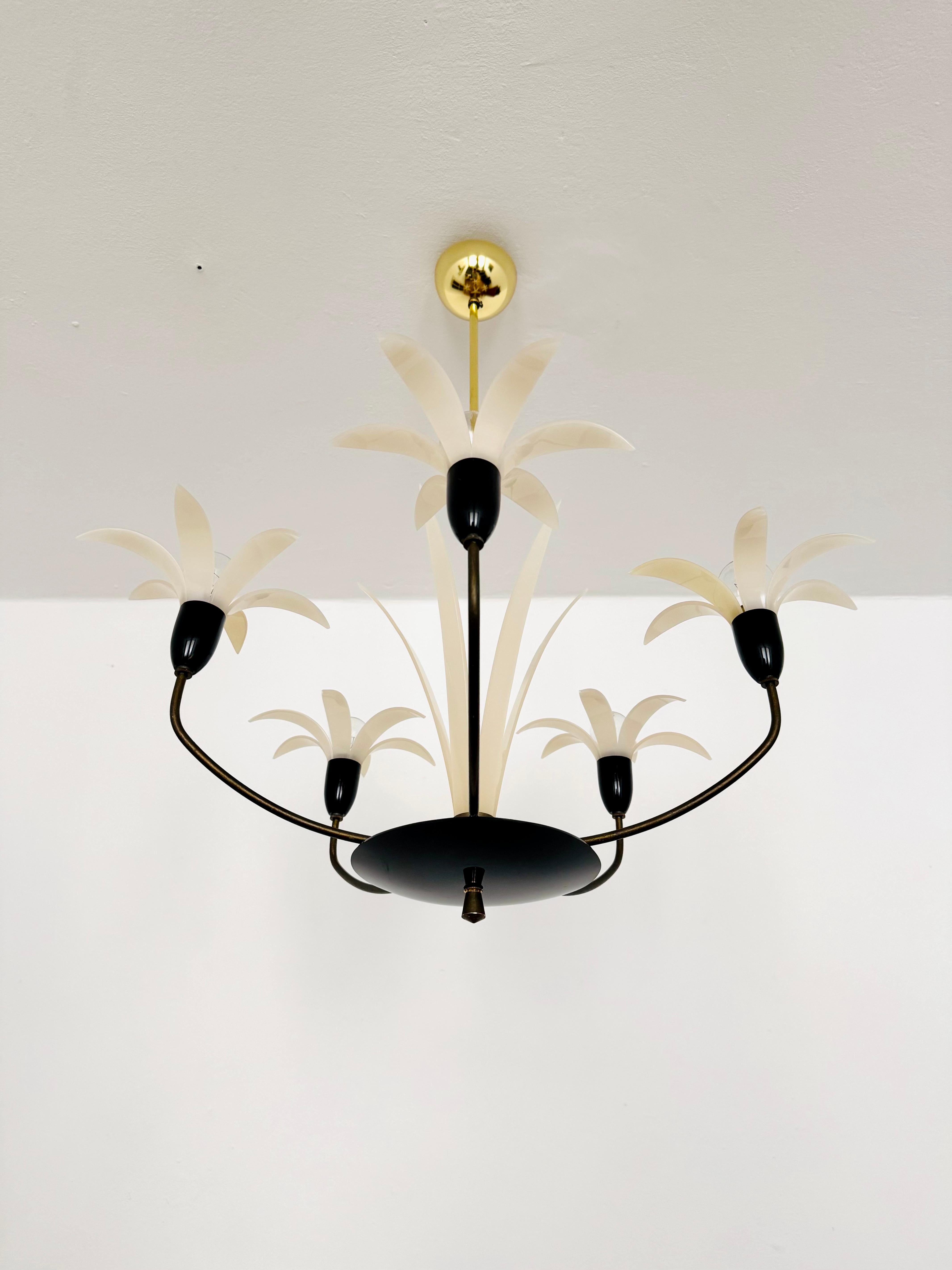 Lovely Brass and Acrylic Chandelier by Rupert Nikoll In Good Condition In München, DE