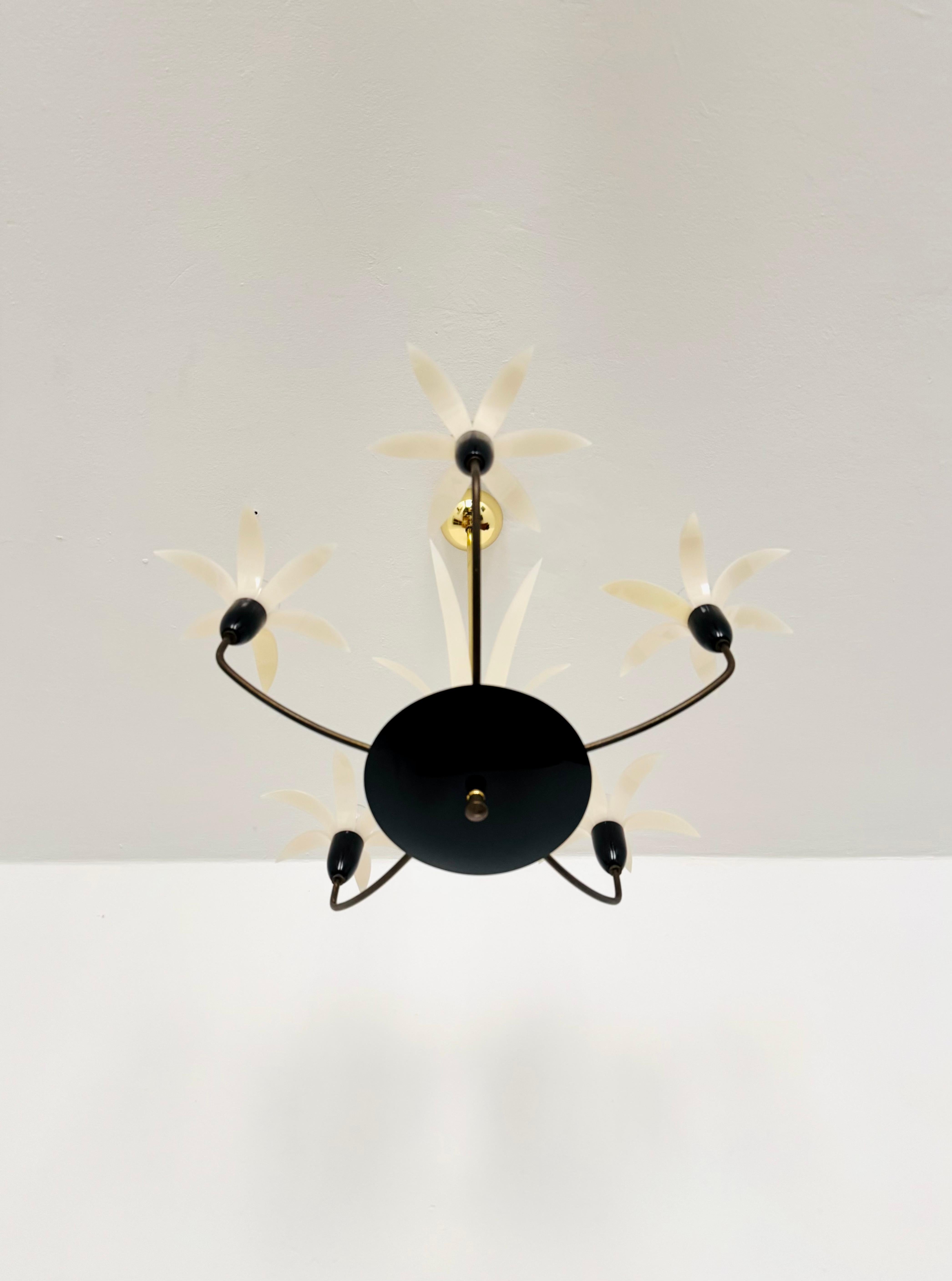 Lovely Brass and Acrylic Chandelier by Rupert Nikoll 2