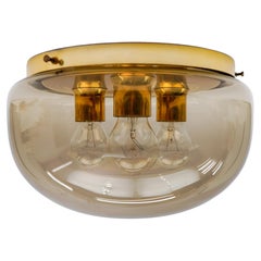 Ravissante monture encastrée en laiton et verre fumé, Allemagne, années 1960
