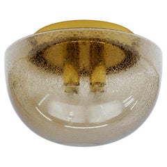 Lovely Brass and Smoked Glass Flush Mount, Germany 1960s