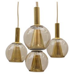Lovely Brass and Smoked Glass Mid-Century Modern Cascading Lamp, 1960s Germany