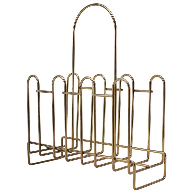 Vintage Brass Wire Record Vinyl Rack Mid-Century Modern 1950's For Sale ...