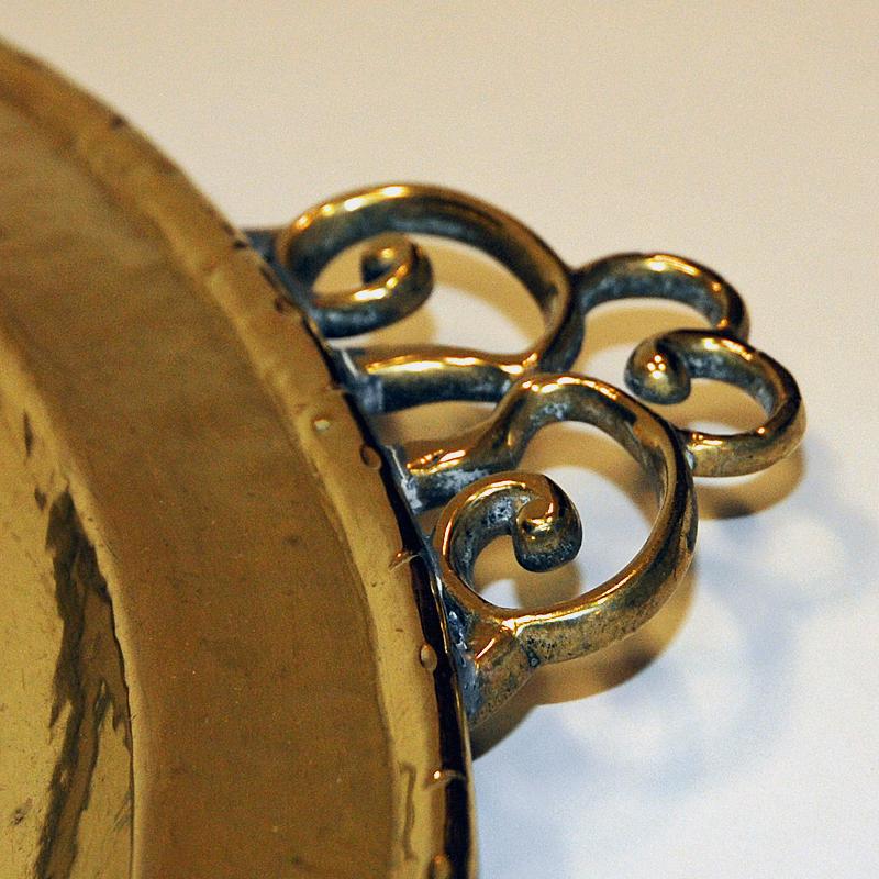 Mid-20th Century Lovely brass plate or tray with handles by E. Erickson 1930s Sweden