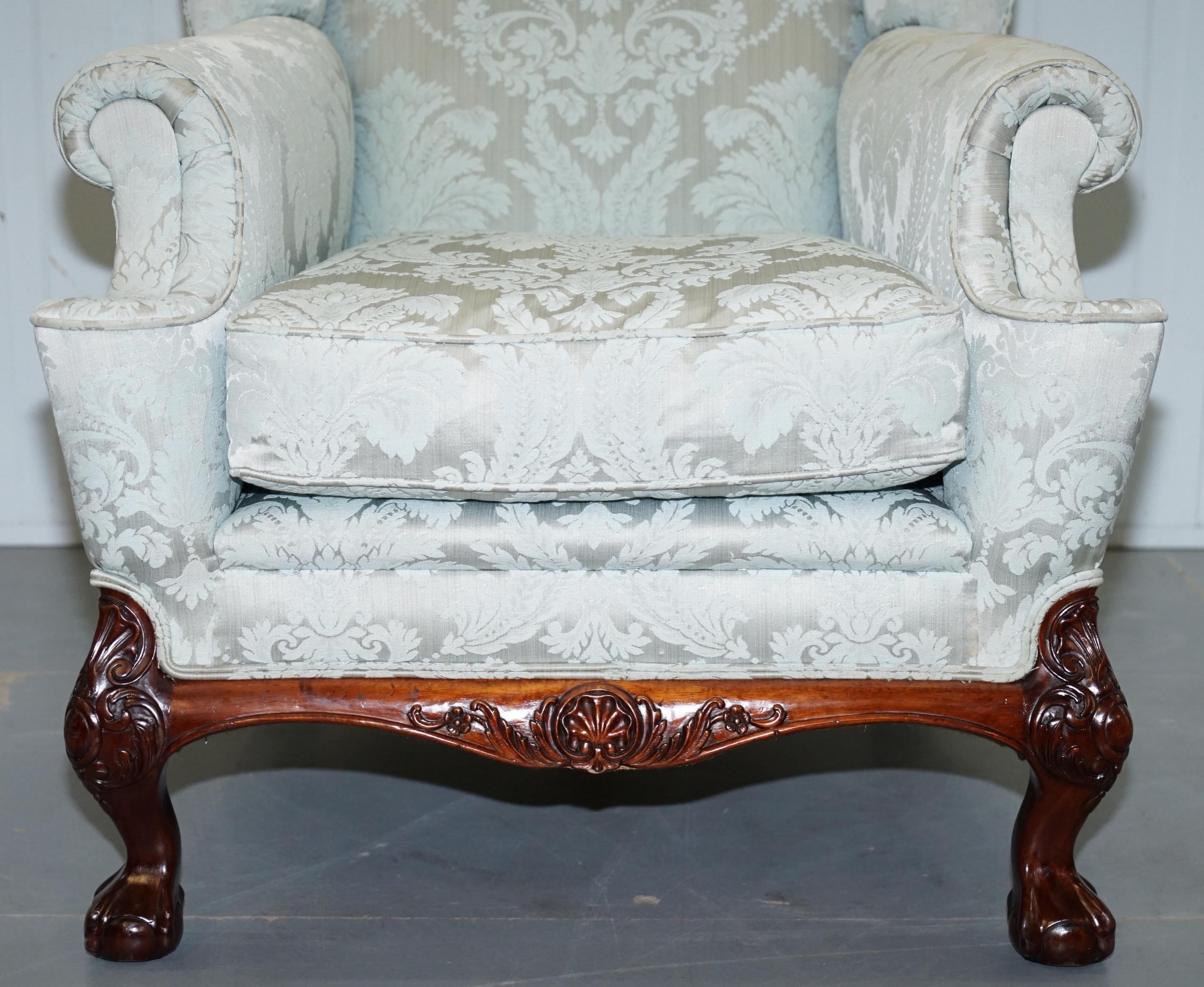 Lovely Brights of Nettlebed Three Piece Sofa & Armchair Suite Damask Upholstery 7
