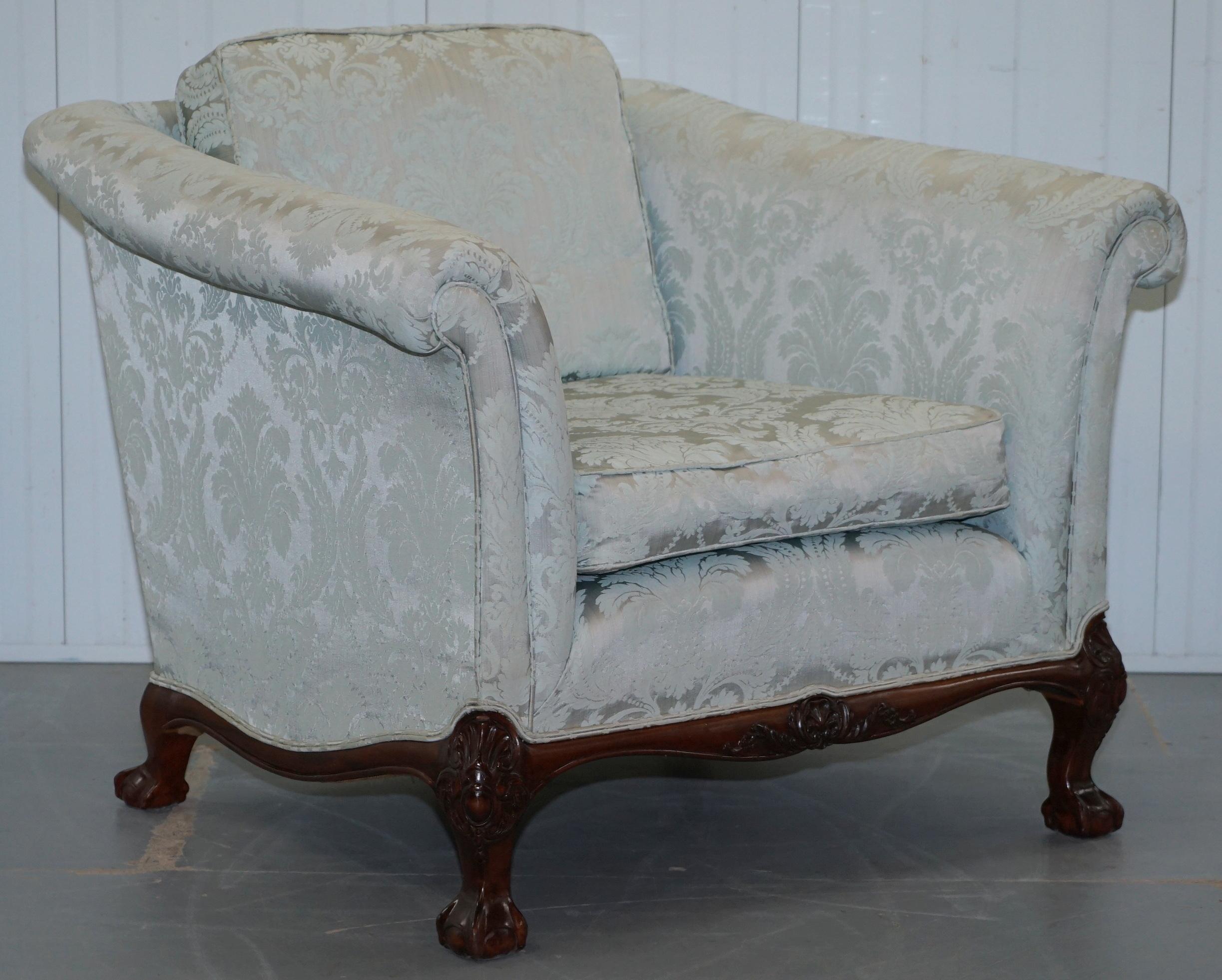 Lovely Brights of Nettlebed Three Piece Sofa & Armchair Suite Damask Upholstery 9