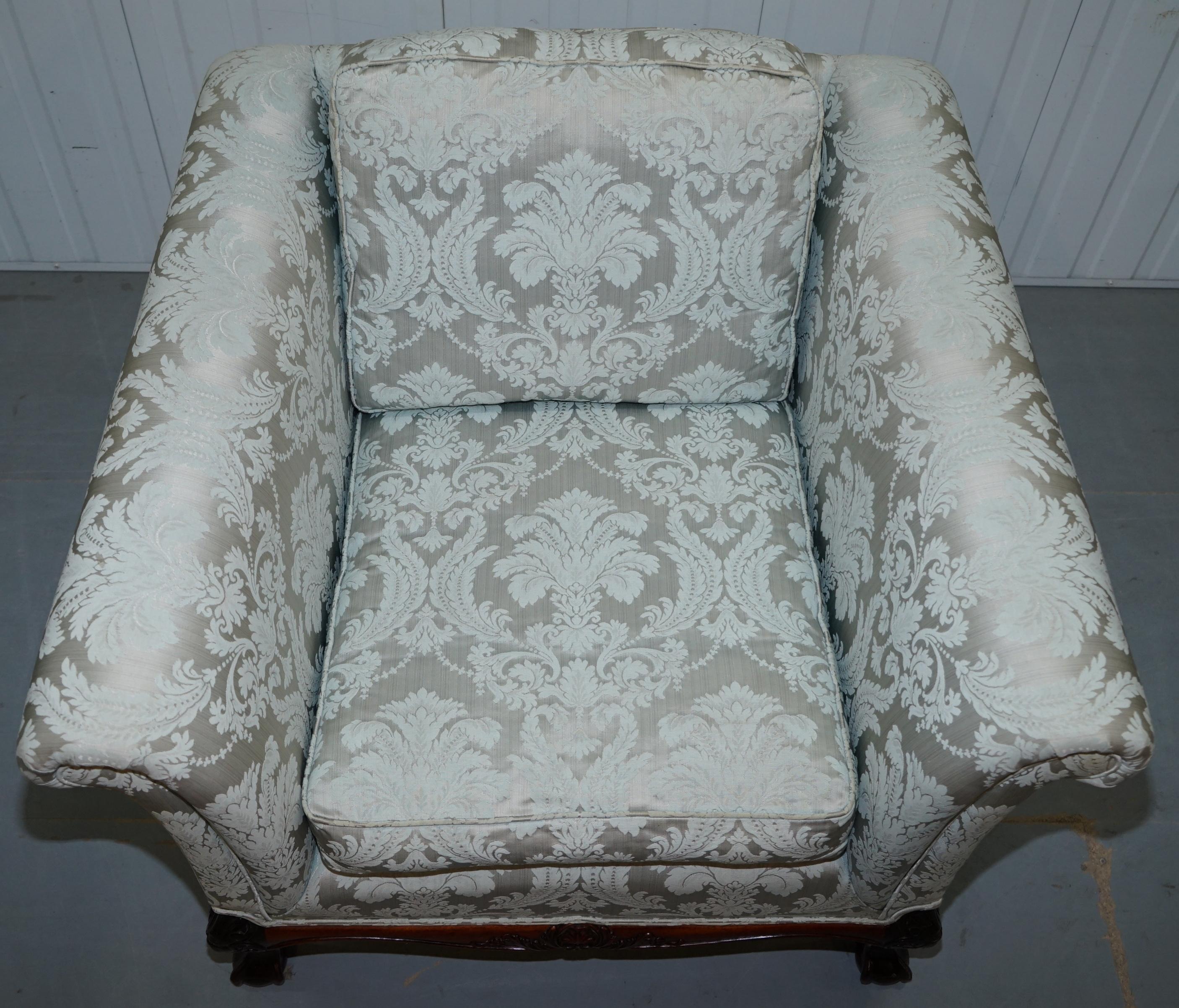 Lovely Brights of Nettlebed Three Piece Sofa & Armchair Suite Damask Upholstery 11