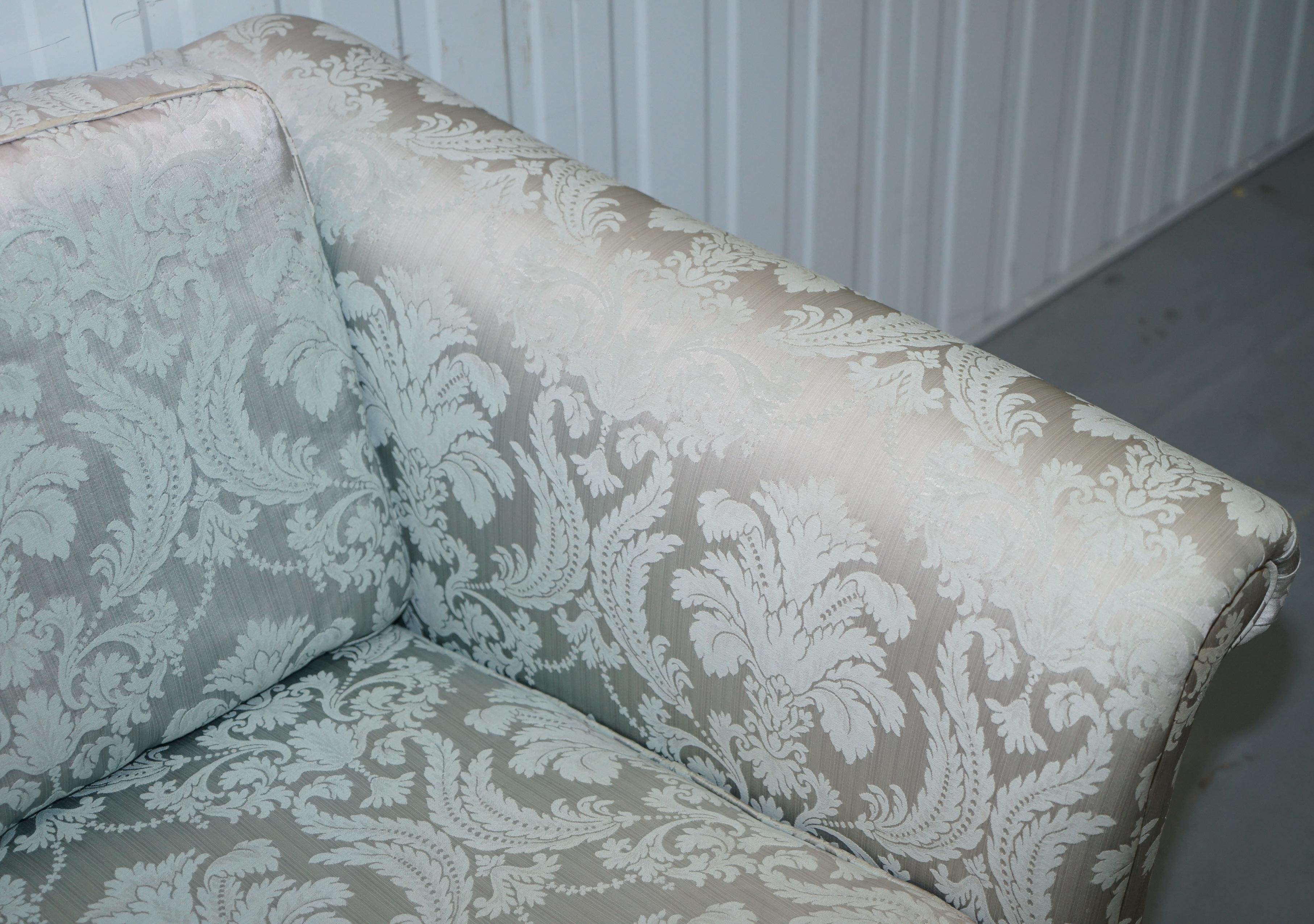 English Lovely Brights of Nettlebed Three Piece Sofa & Armchair Suite Damask Upholstery