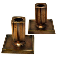 Lovely Bronze Candleholder Pair by GAB Sweden 1930s