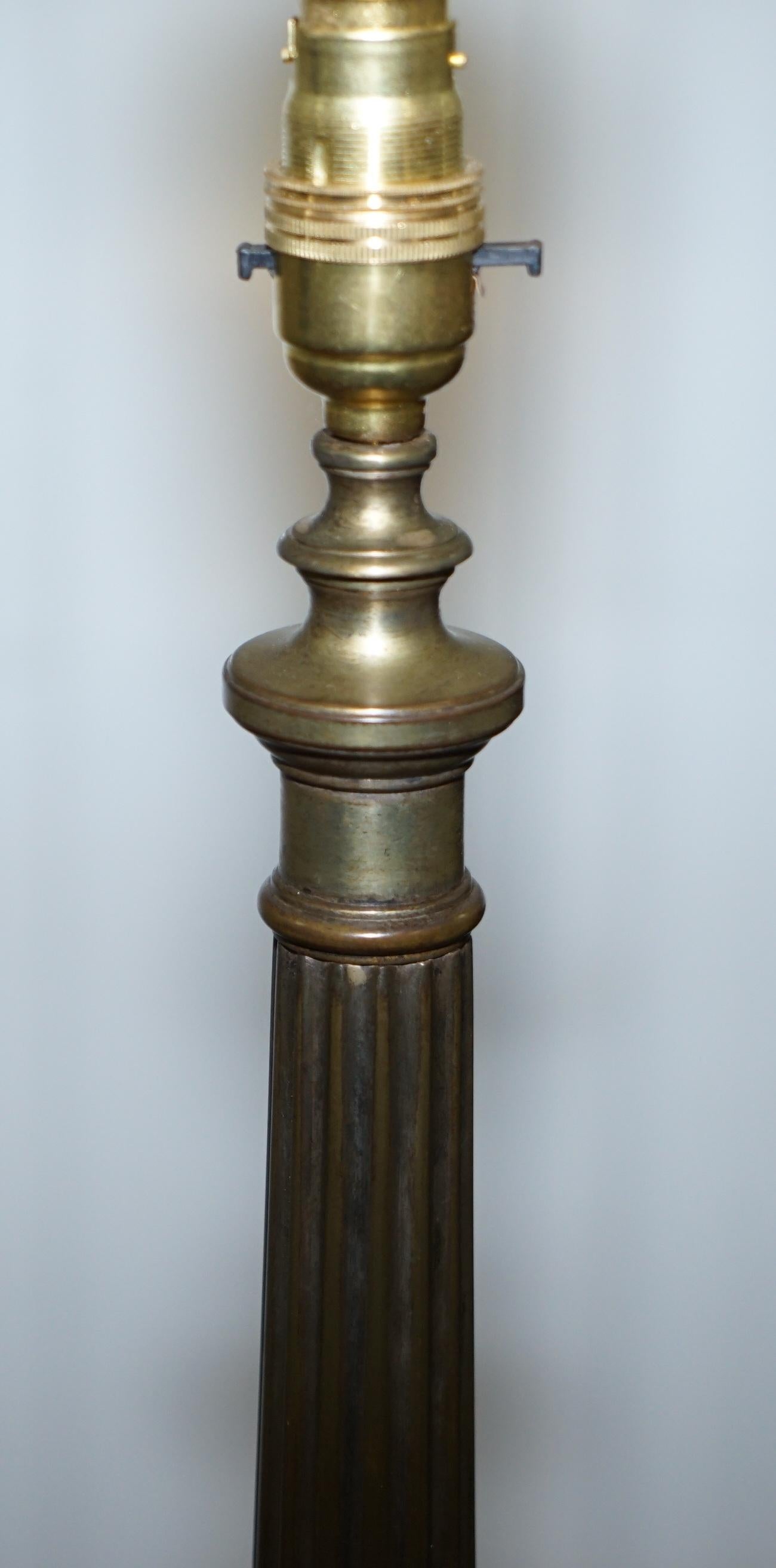 Lovely Bronze circa 1900 Corinthian Pillar Lamp Serviced Rewired and Ready to Go 4