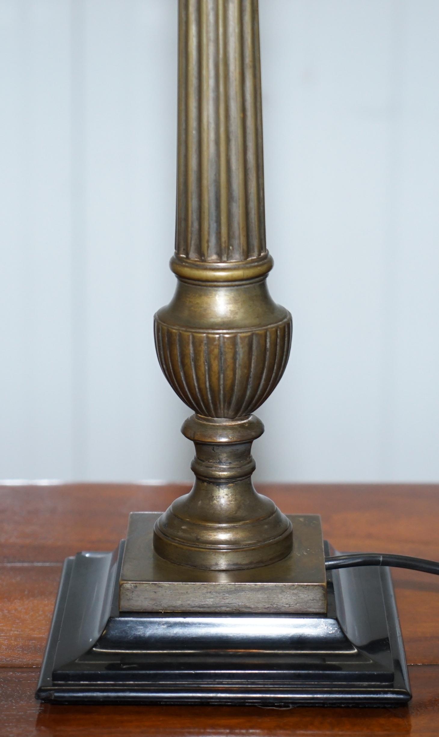 Lovely Bronze circa 1900 Corinthian Pillar Lamp Serviced Rewired and Ready to Go 7