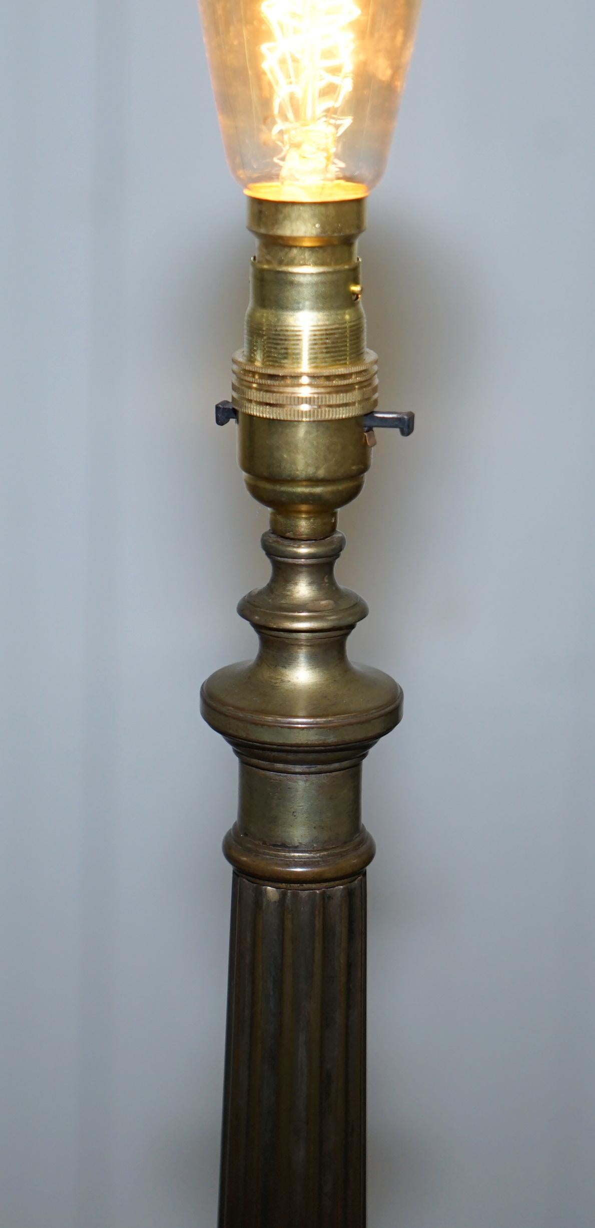 Victorian Lovely Bronze circa 1900 Corinthian Pillar Lamp Serviced Rewired and Ready to Go