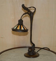 Lovely Bronzed Antique European Table Lamp circa 1940 Ornately Cast Design