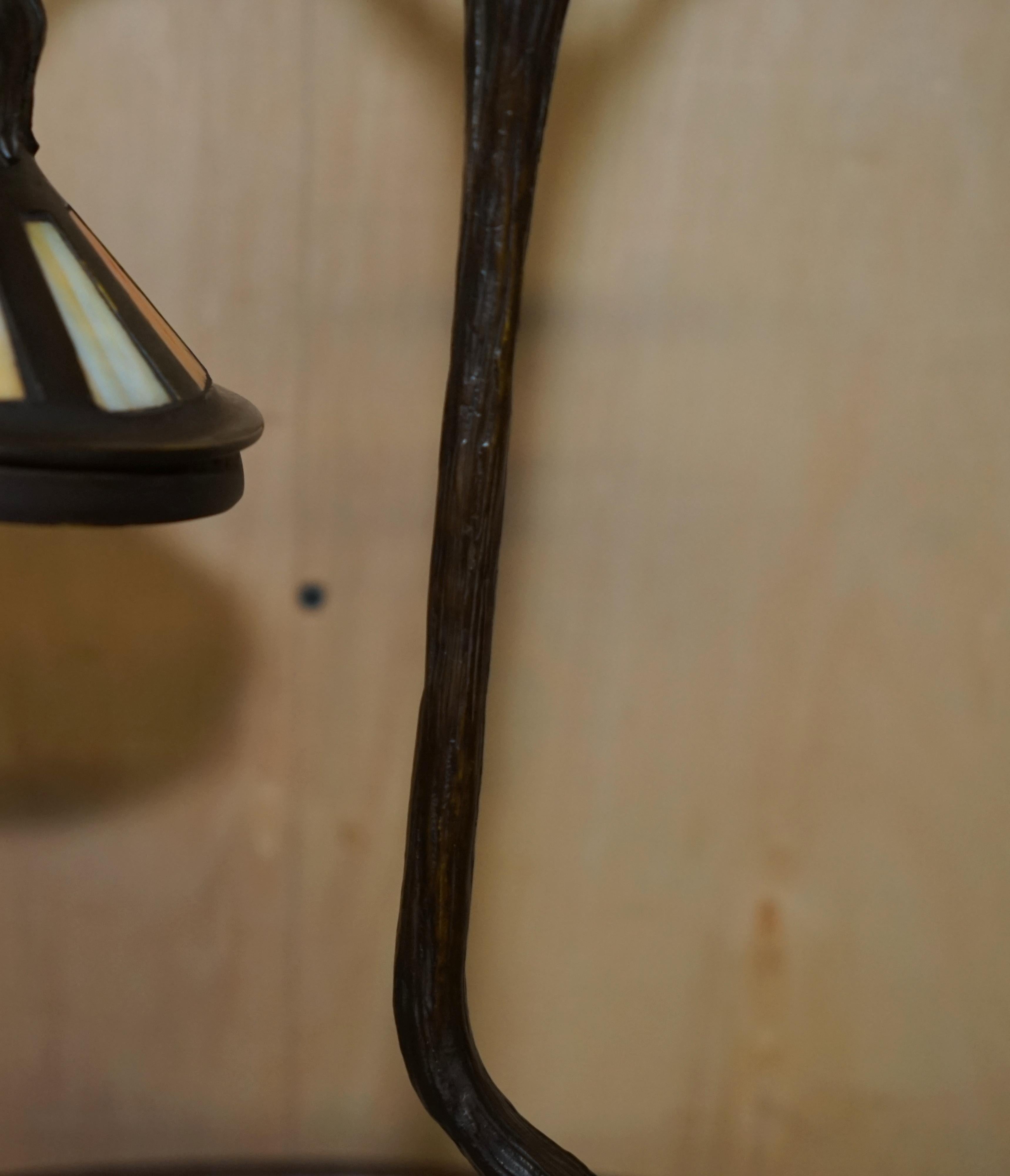 Lovely Bronzed Antique European Table Lamp circa 1940 Ornately Cast Design 1