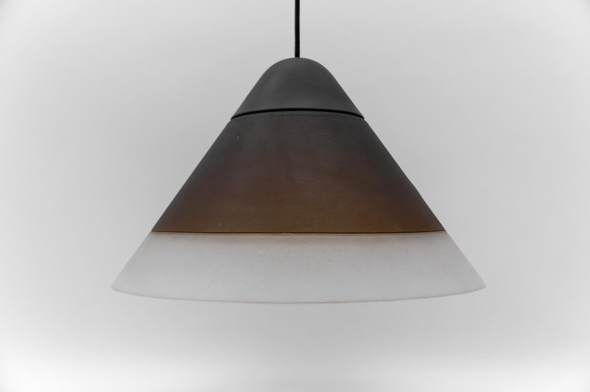 Lovely Brown Cone Shape Glass Ceiling Lamp by Peill & Putzler, 1960s For Sale 3