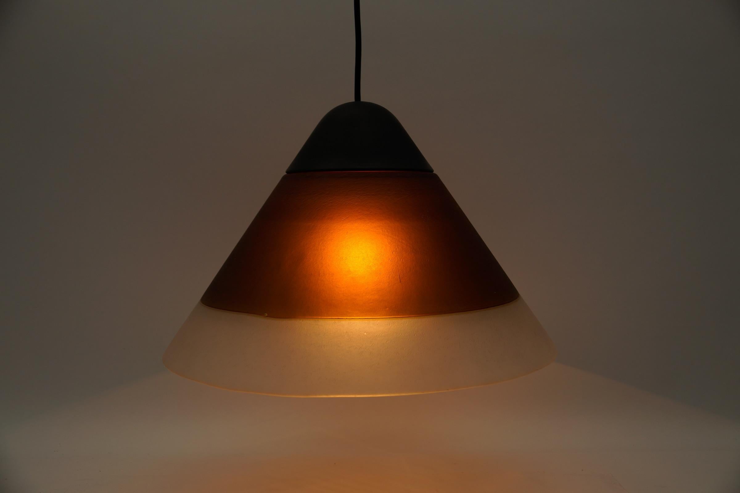 Lovely Brown Cone Shape Glass Ceiling Lamp by Peill & Putzler, 1960s For Sale 4