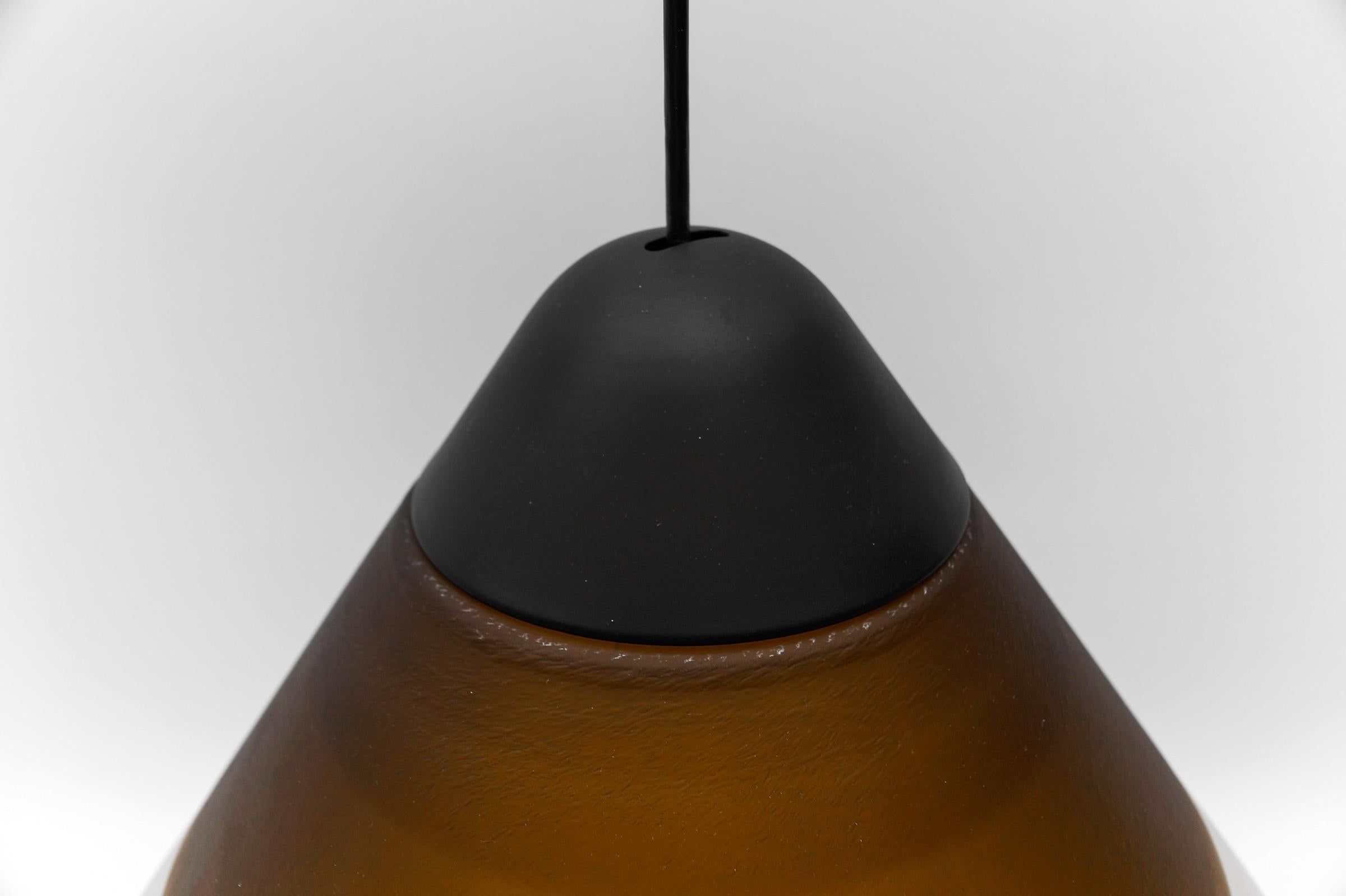 Lovely Brown Cone Shape Glass Ceiling Lamp by Peill & Putzler, 1960s For Sale 5