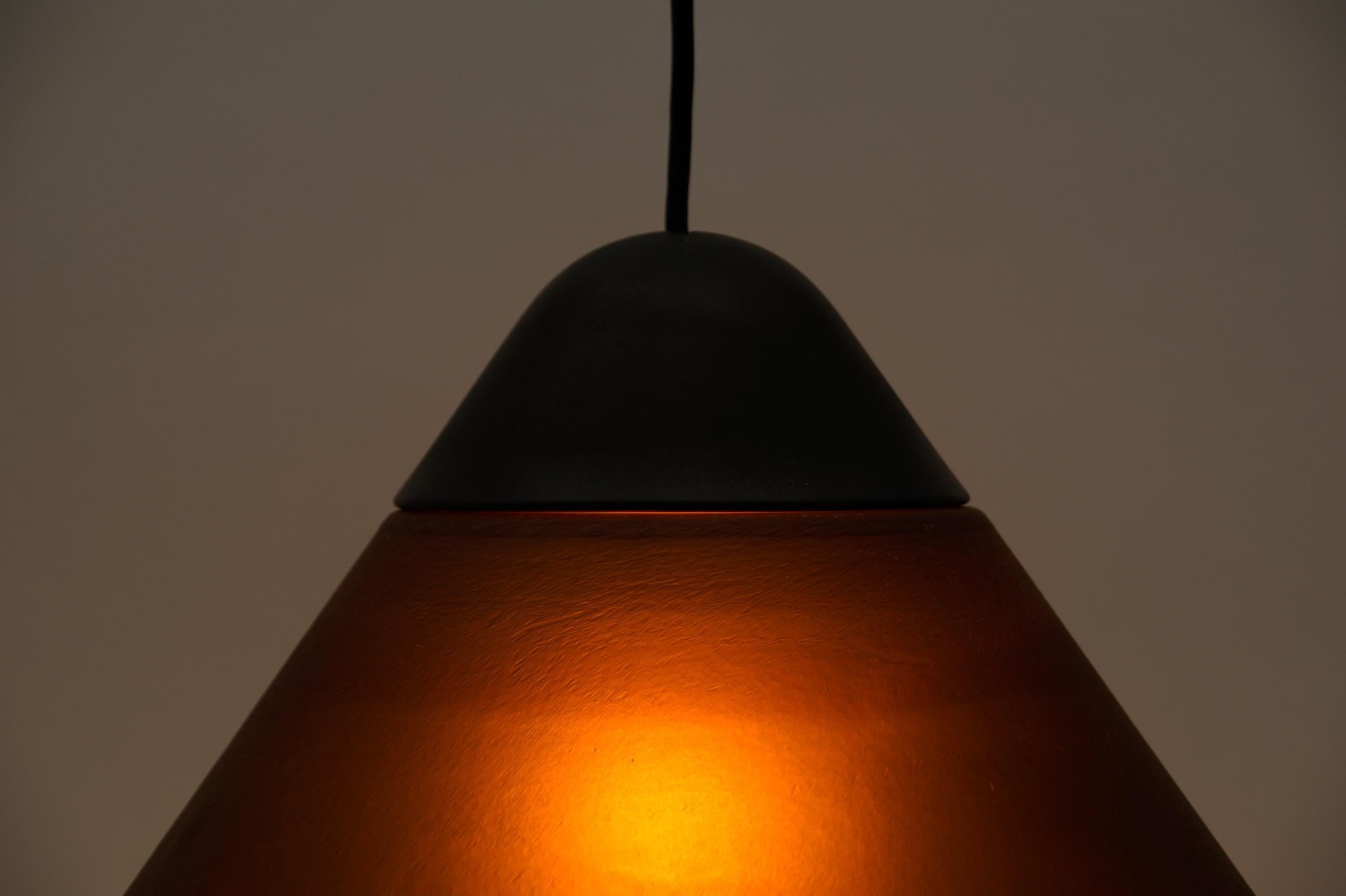Lovely Brown Cone Shape Glass Ceiling Lamp by Peill & Putzler, 1960s For Sale 6