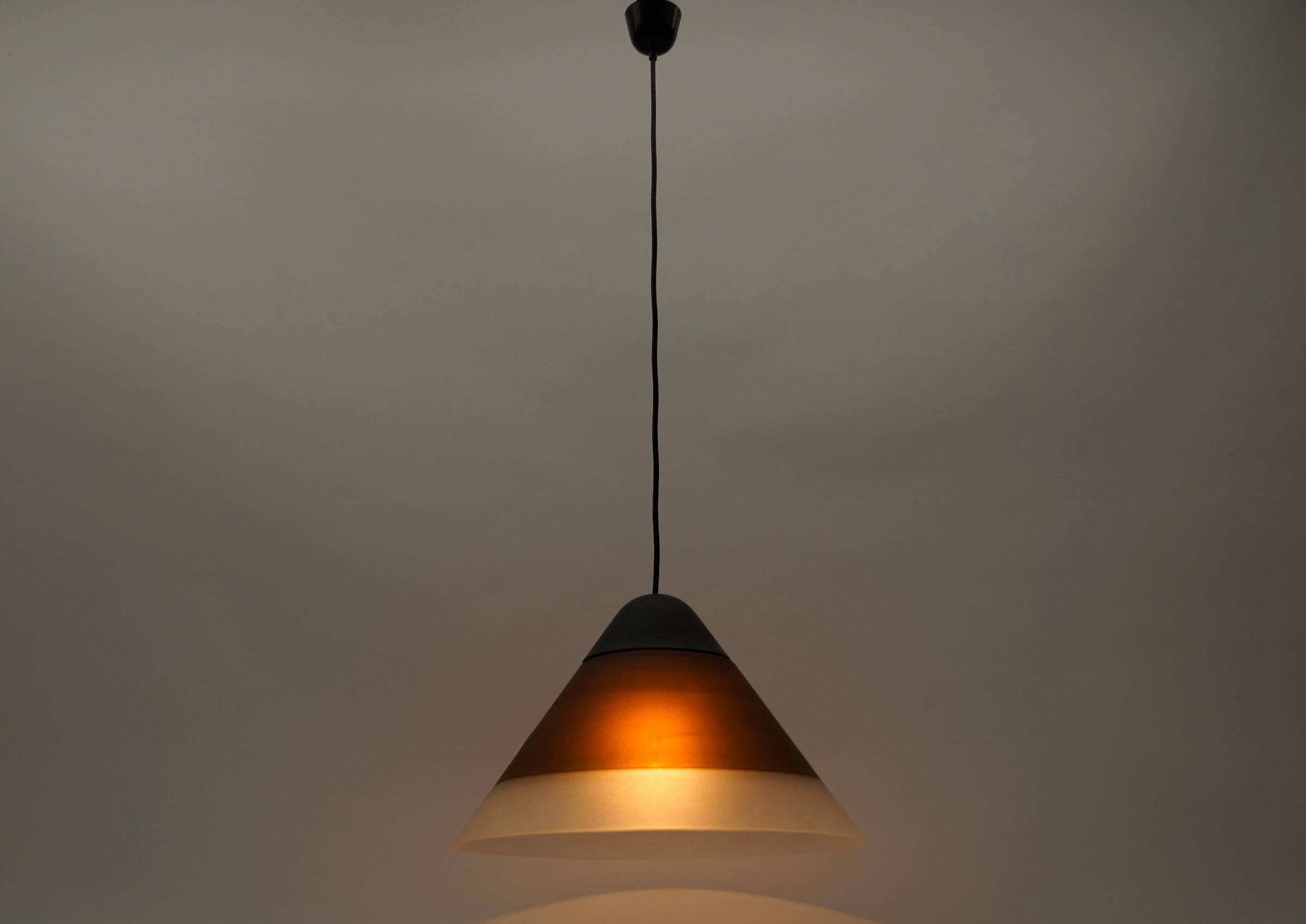 Mid-Century Modern Lovely Brown Cone Shape Glass Ceiling Lamp by Peill & Putzler, 1960s For Sale
