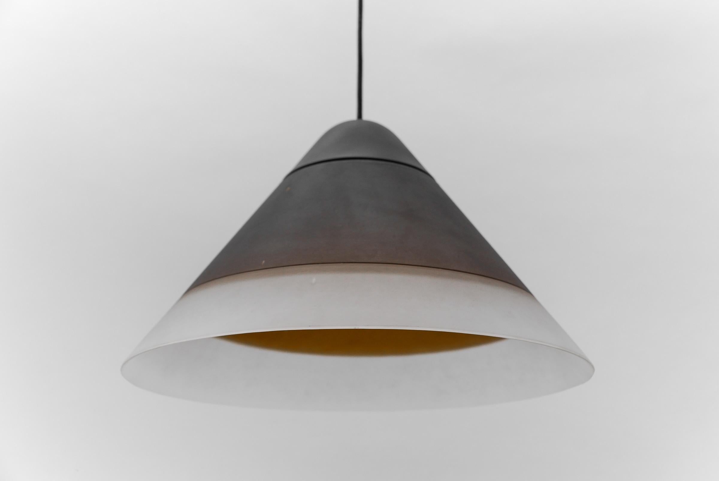 Mid-20th Century Lovely Brown Cone Shape Glass Ceiling Lamp by Peill & Putzler, 1960s For Sale