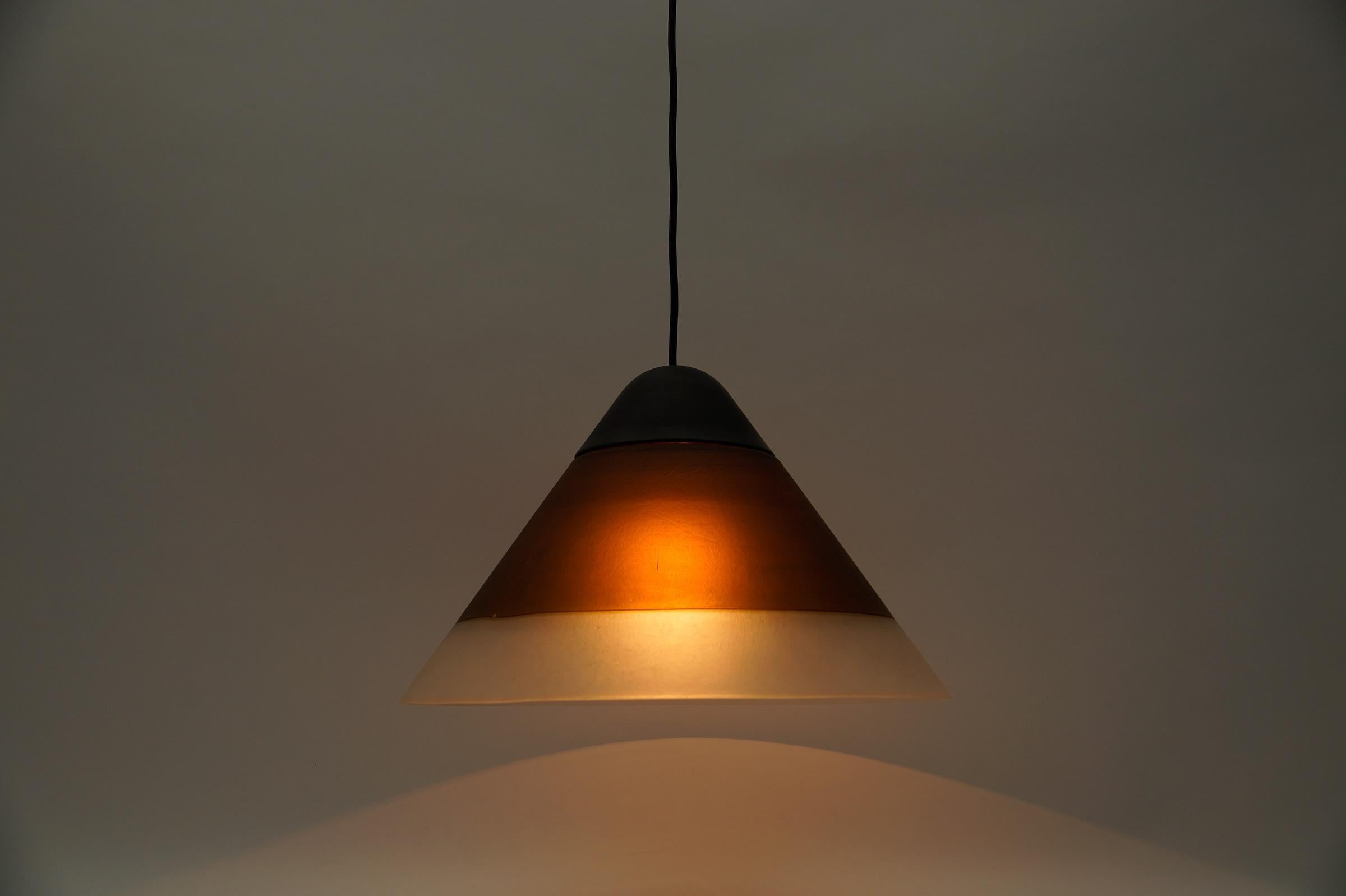 Lovely Brown Cone Shape Glass Ceiling Lamp by Peill & Putzler, 1960s For Sale 2
