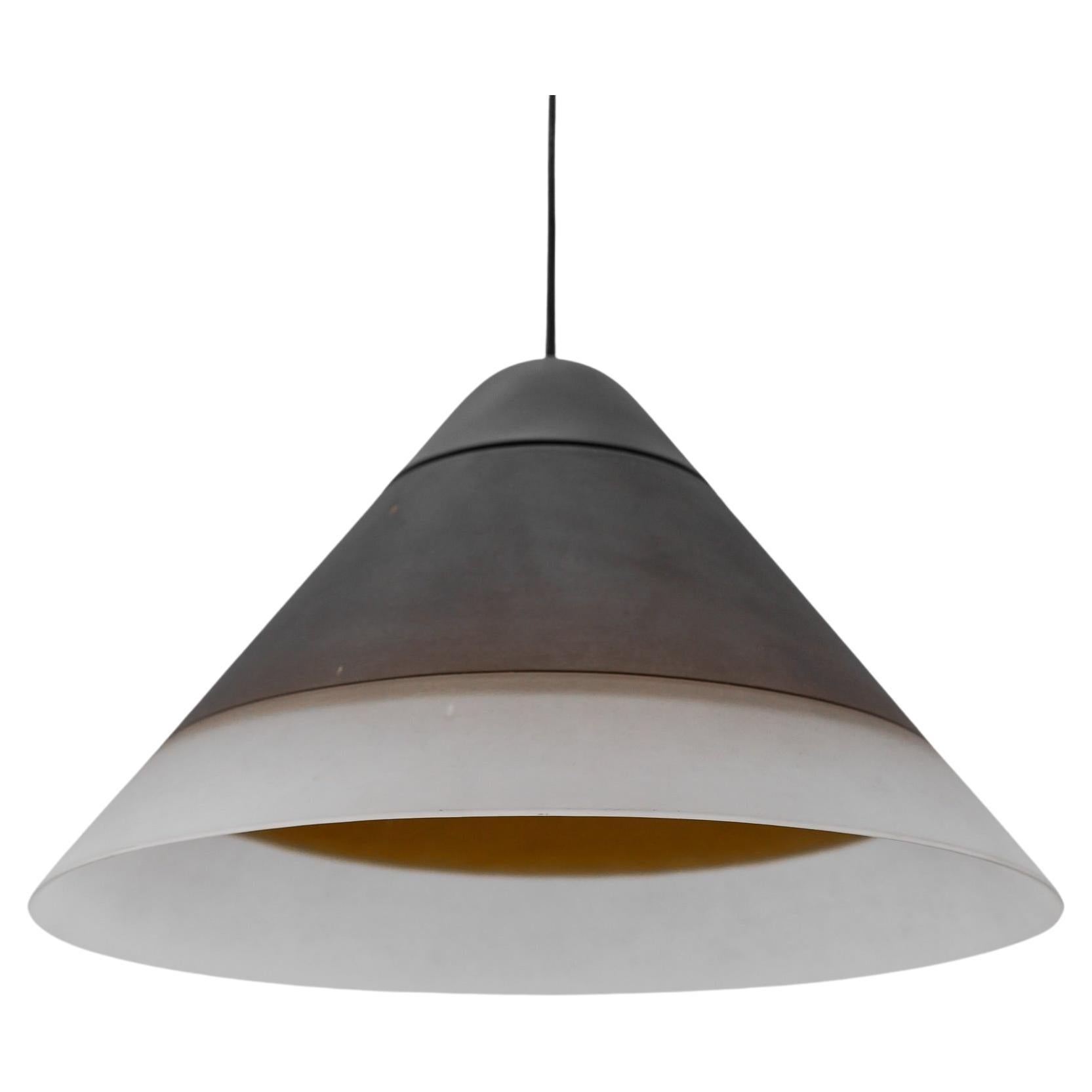 Lovely Brown Cone Shape Glass Ceiling Lamp by Peill & Putzler, 1960s For Sale