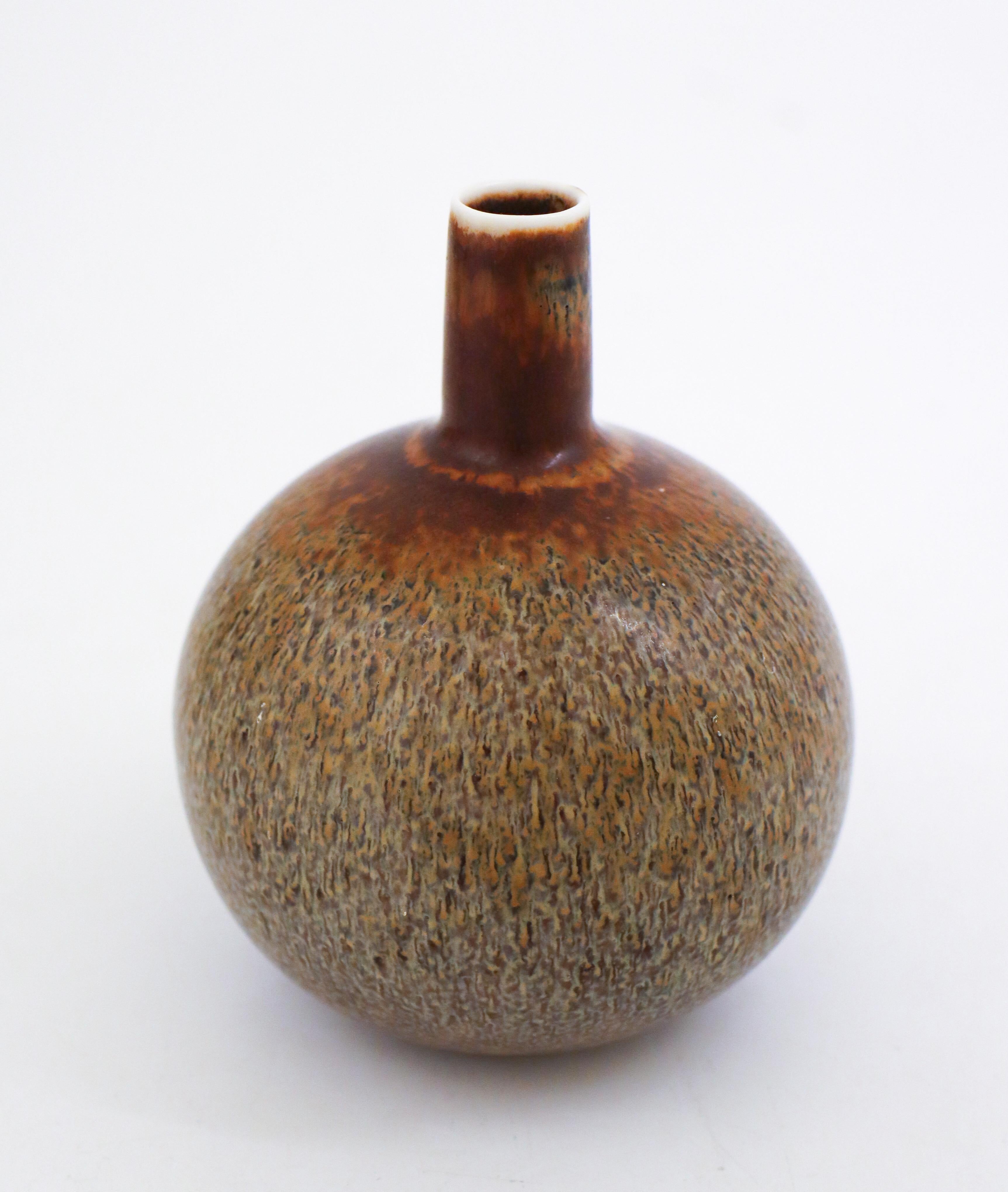 Swedish Lovely Brown & Gray Ceramic Vase Carl-Harry Stålhane, Rörstrand Mid 20th Century For Sale