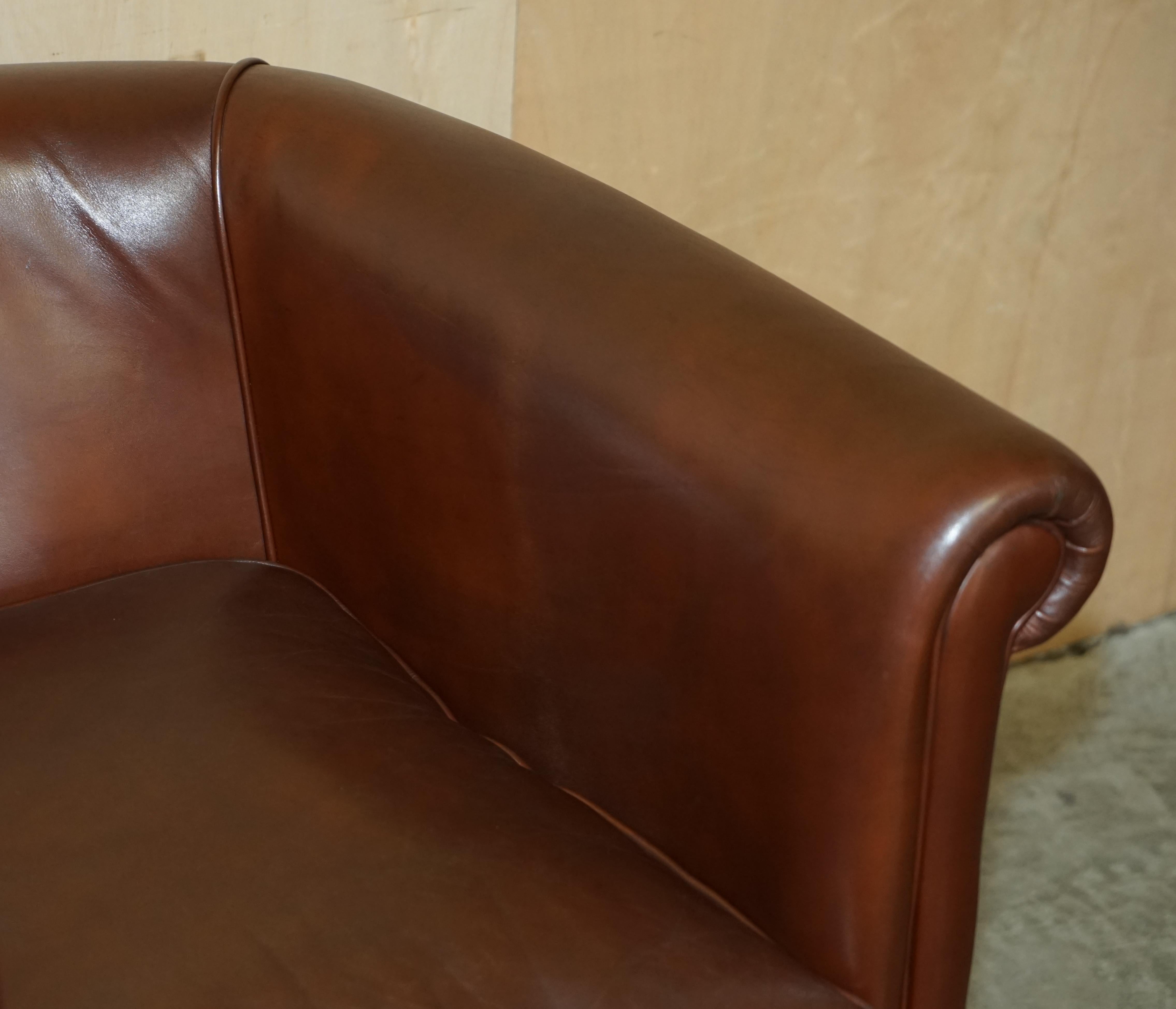 Lovely Brown Leather Laura Ashley Tub Club Armchair Excellent Proportions 8