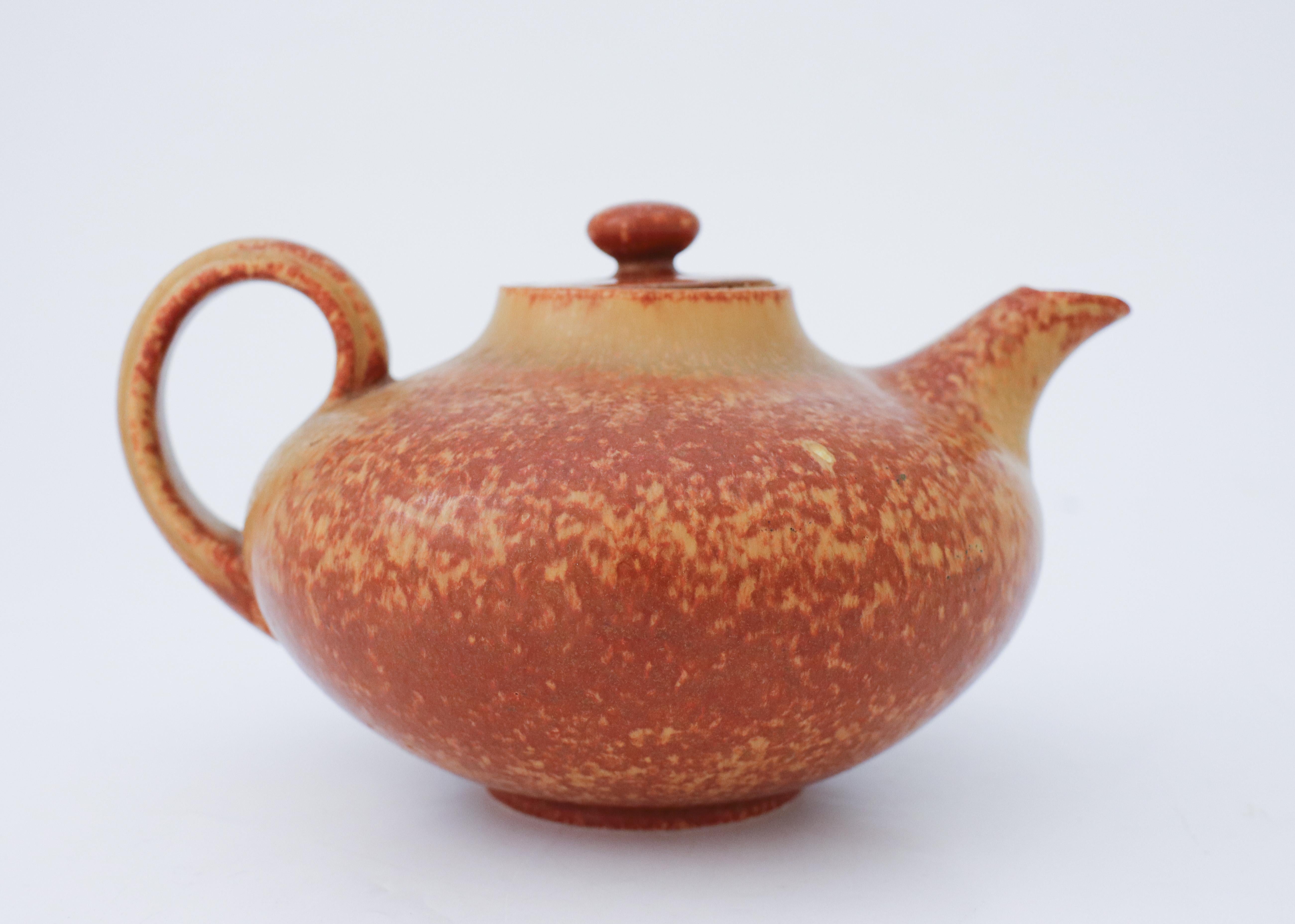 Glazed Lovely Brown Teapot Gunnar Nylund, Rörstrand For Sale