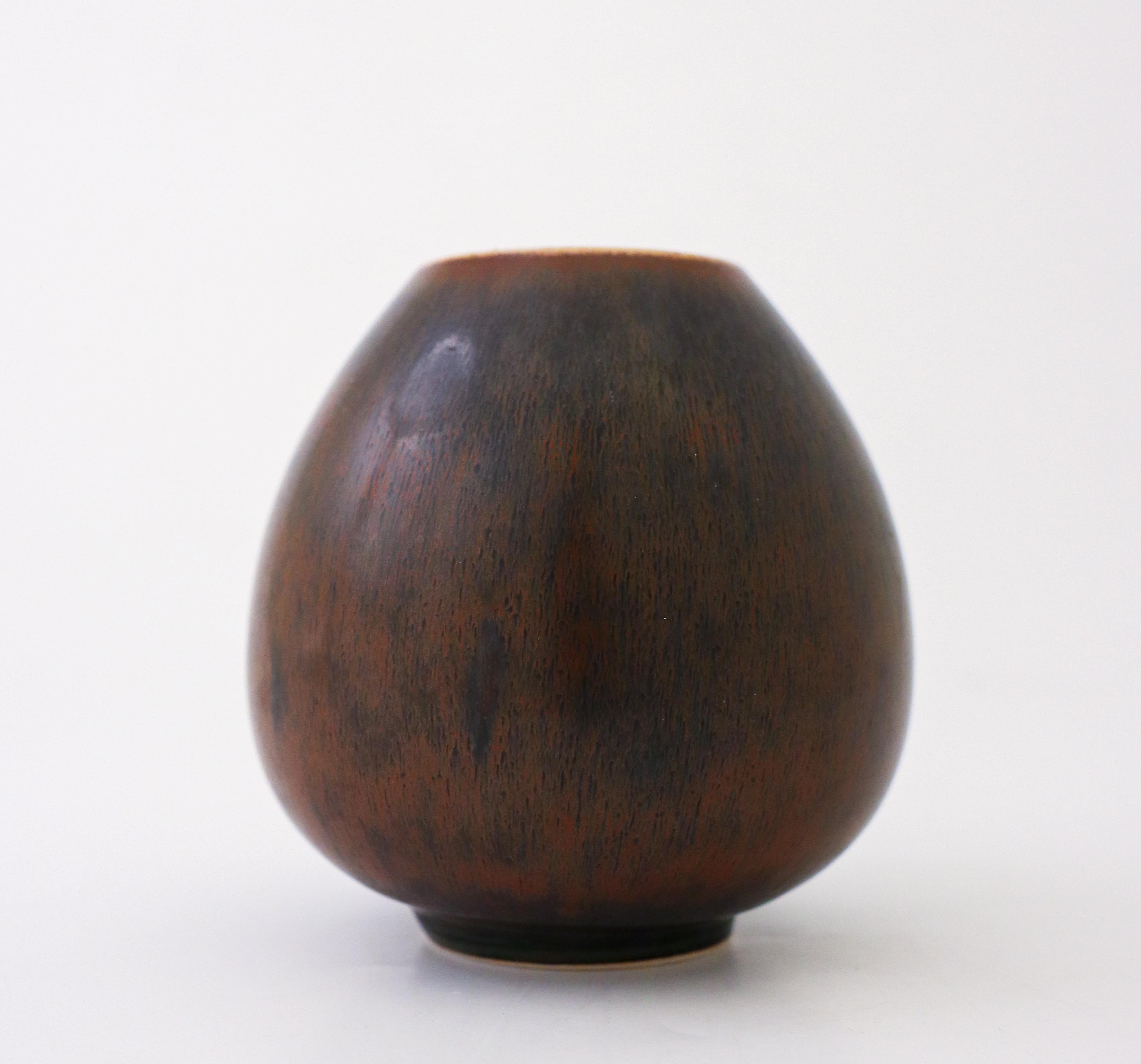Glazed Lovely Brown Vase Ceramics Saxbo - probably Eva Staehr Nielsen  For Sale