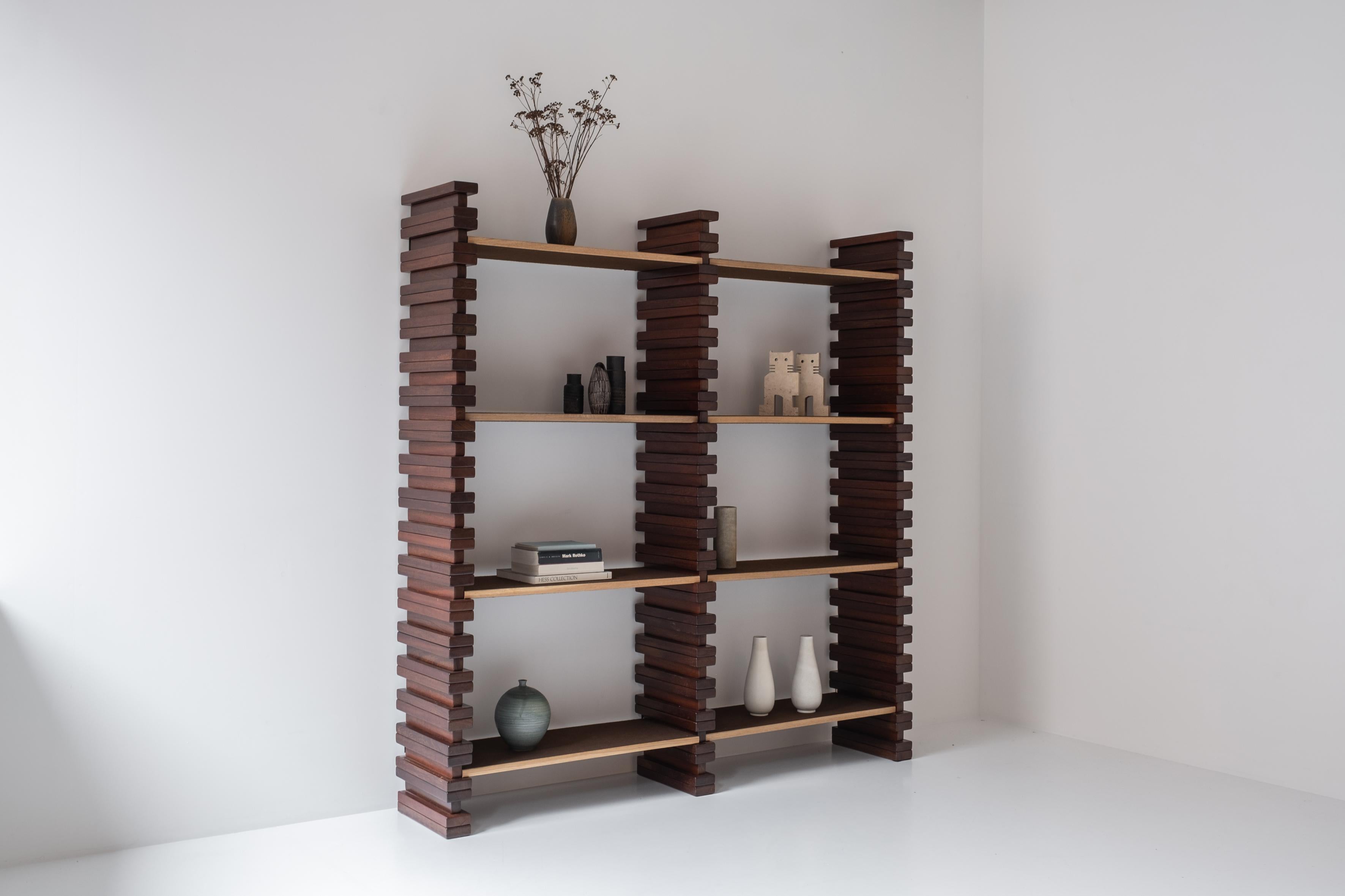 Mid-Century Modern Lovely Brutalist Open Bookshelf from the 1960s