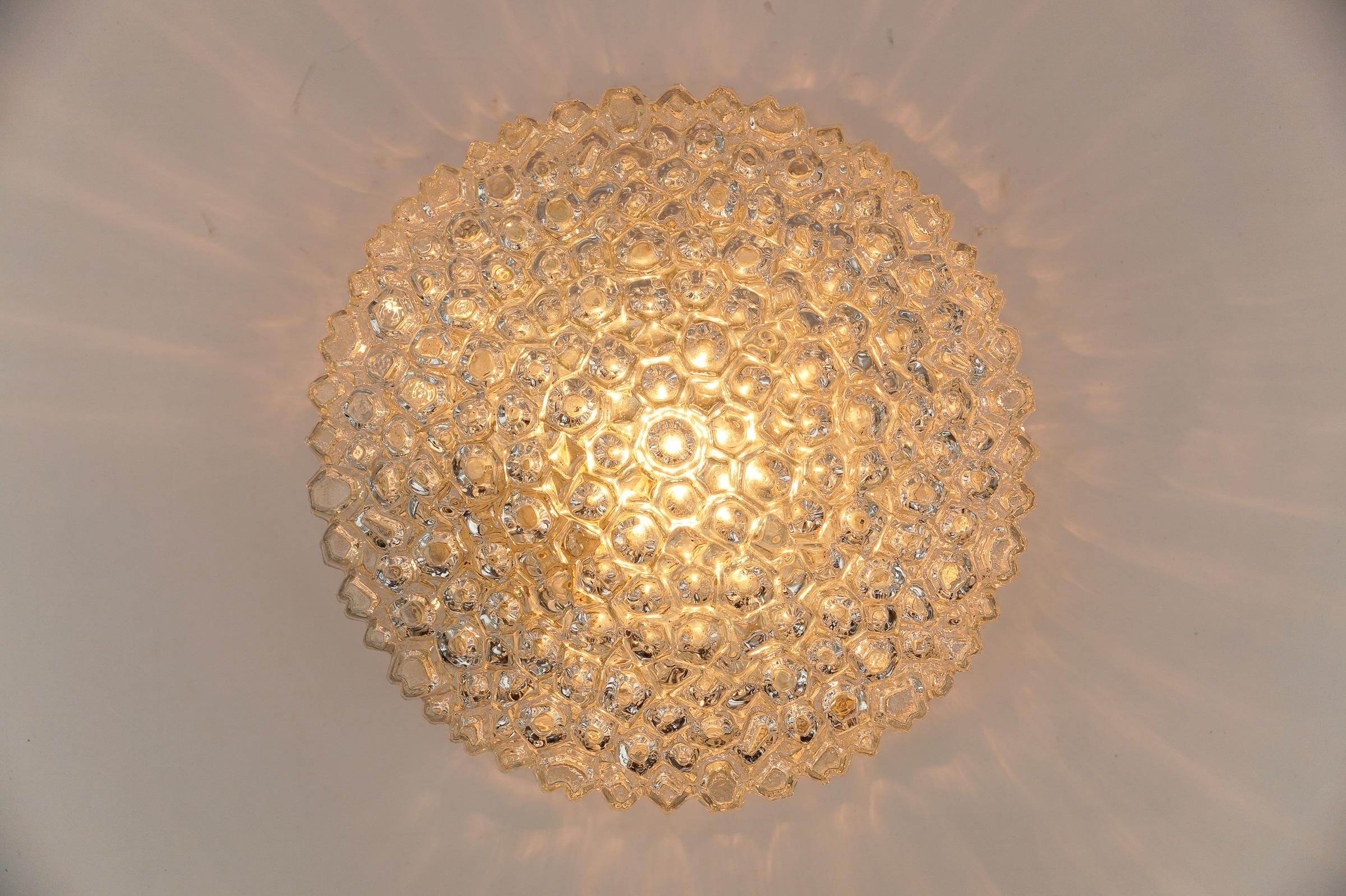 Metal 1. of 2 Lovely Bubble Glass Flush Mount Lamp by Helena Tynell for Limburg For Sale