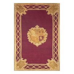 Lovely Burgandy Color & Special Central Floral Antique English Axminster Rug