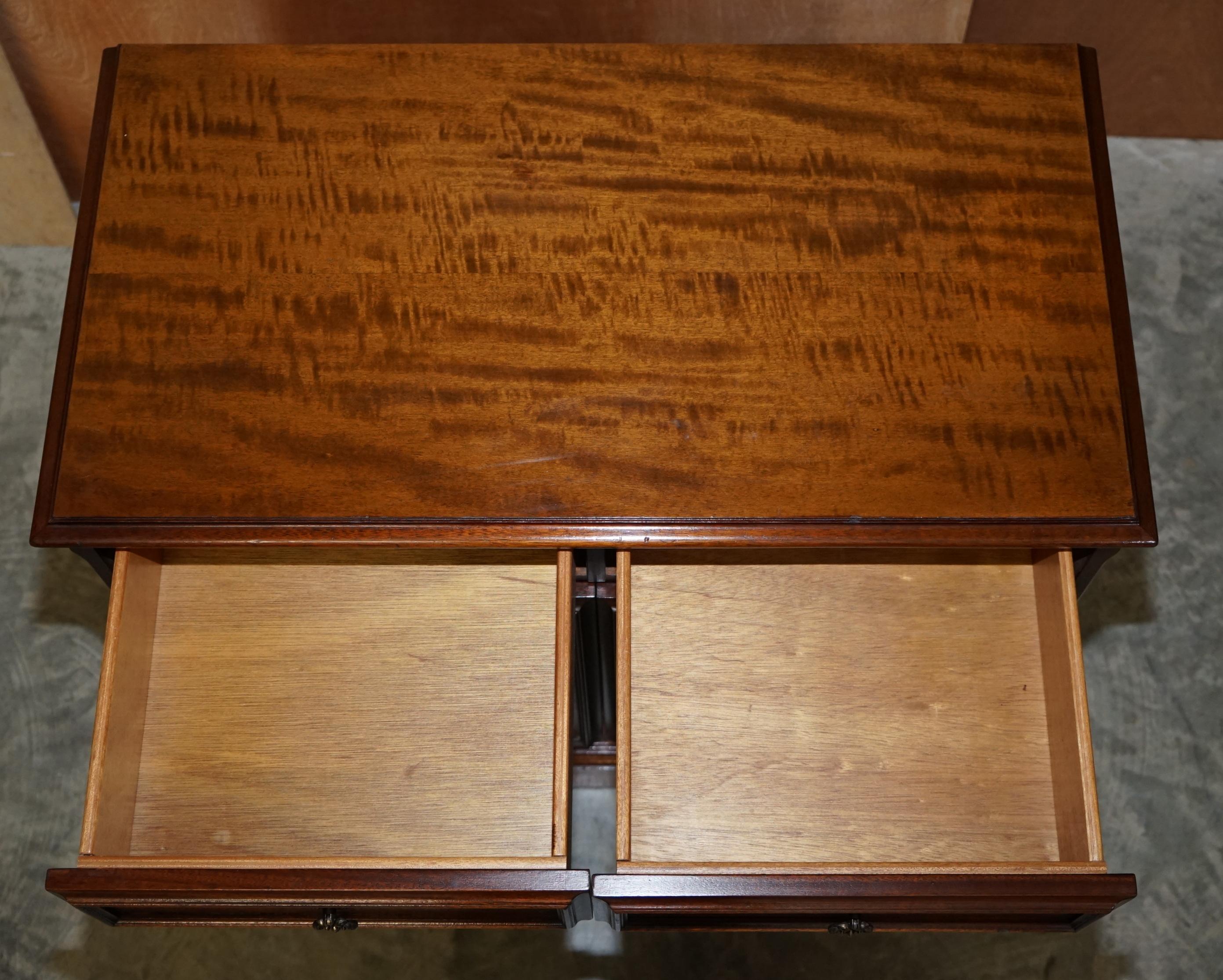 Lovely Burr & Quarter Cut Walnut Sideboard with Twin Drawers & Cupboard Base For Sale 1