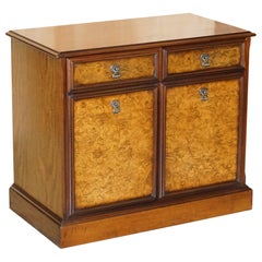 Lovely Burr & Quarter Cut Walnut Sideboard with Twin Drawers & Cupboard Base
