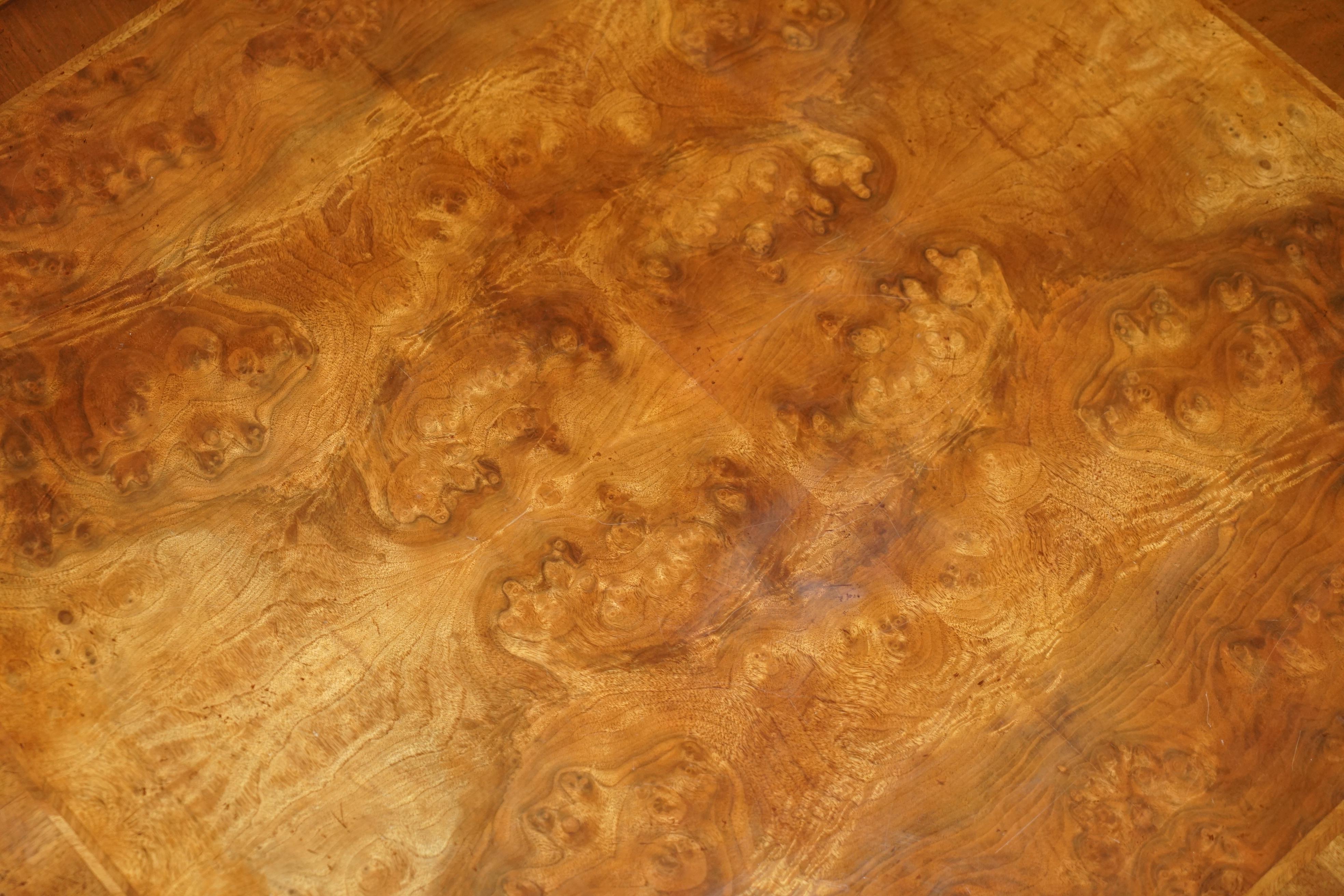 Lovely Burr Walnut Brights of Nettlebed Four Drawer Large Coffee Cocktail Table 4