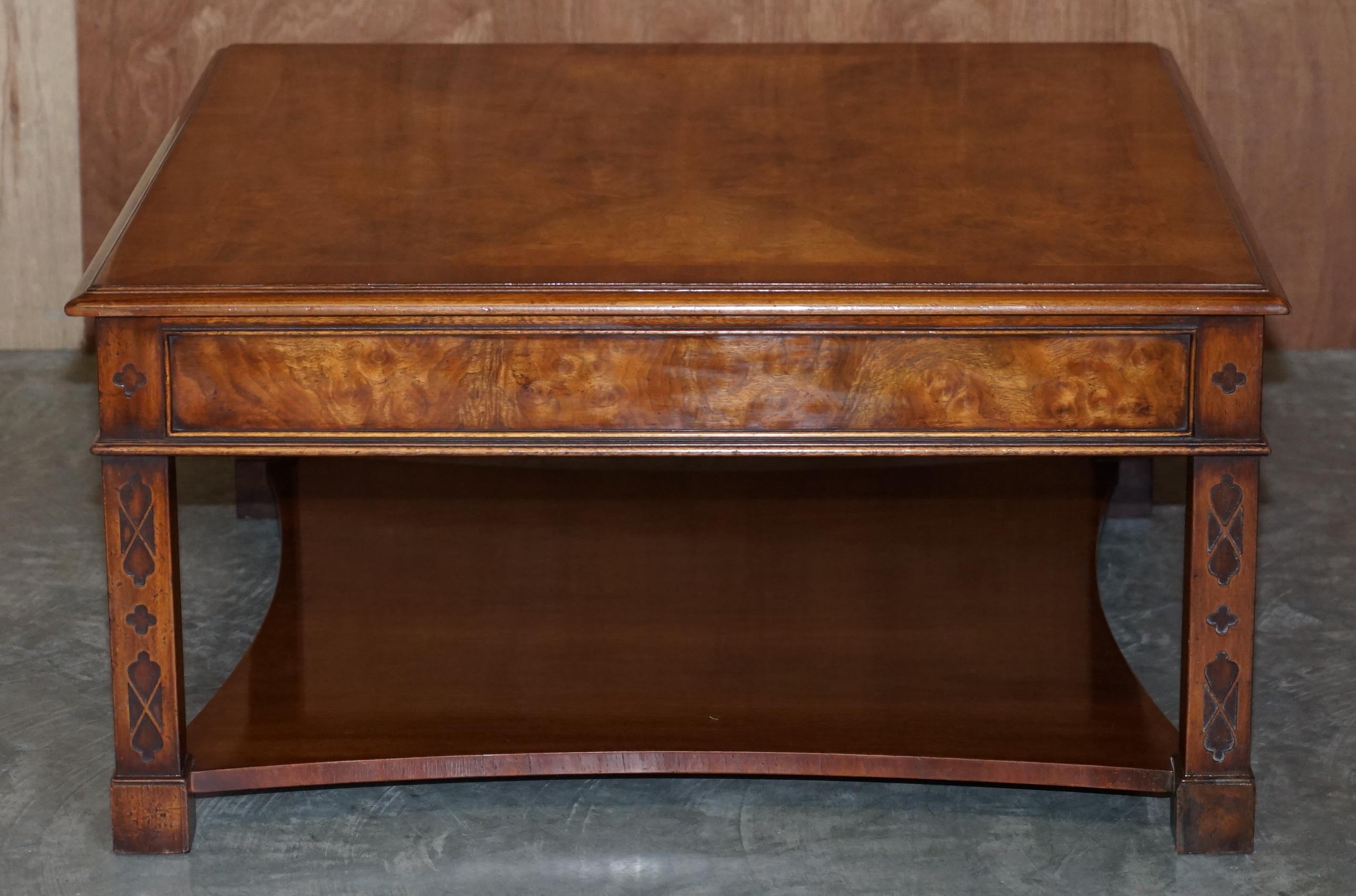 Lovely Burr Walnut Brights of Nettlebed Four Drawer Large Coffee Cocktail Table 7