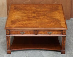 Lovely Burr Walnut Brights of Nettlebed Four Drawer Large Coffee Cocktail Table