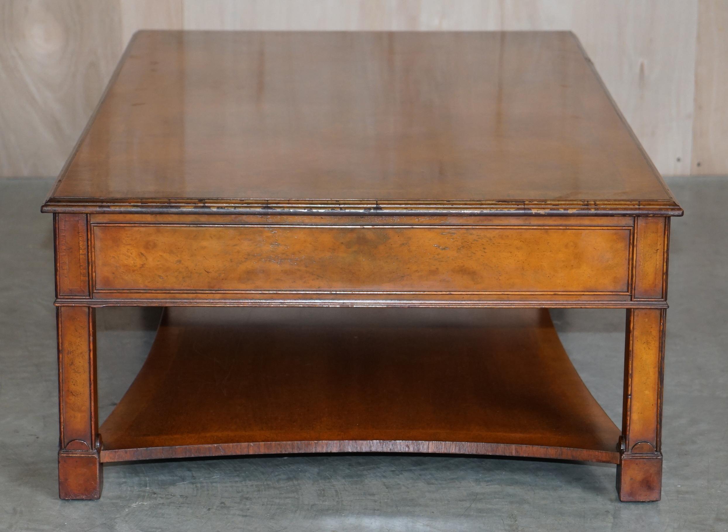 Lovely Burr Walnut Brights of Nettlebed Six Drawer Large Coffee Cocktail Table 3