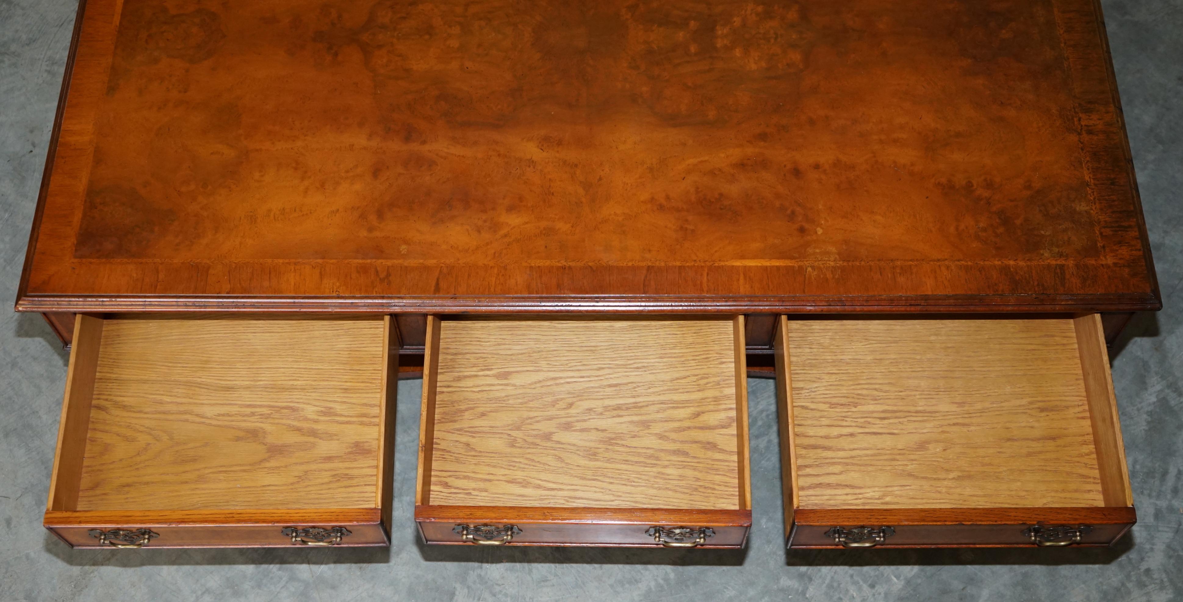 Lovely Burr Walnut Brights of Nettlebed Six Drawer Large Coffee Cocktail Table 8