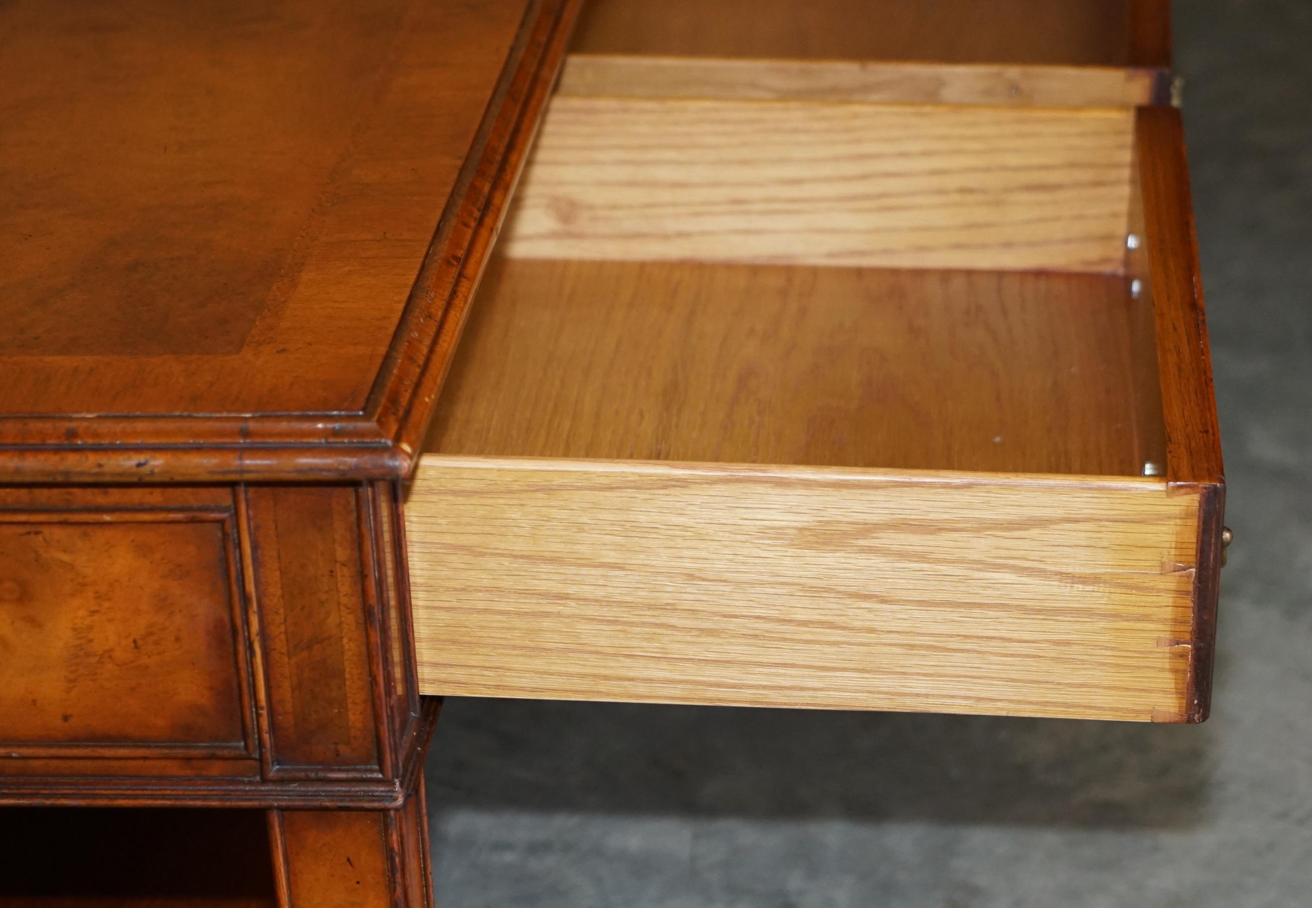 Lovely Burr Walnut Brights of Nettlebed Six Drawer Large Coffee Cocktail Table 10