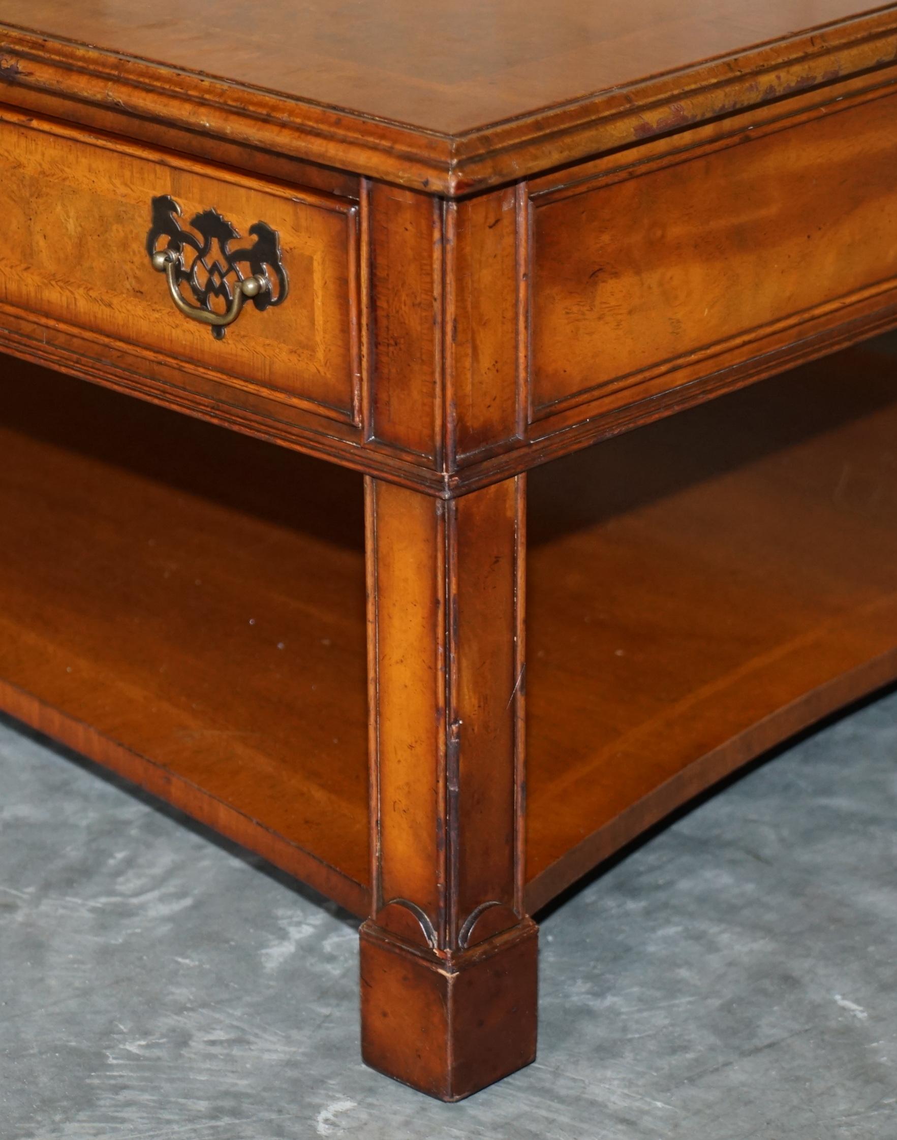 Hand-Crafted Lovely Burr Walnut Brights of Nettlebed Six Drawer Large Coffee Cocktail Table