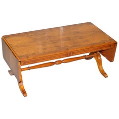 Lovely Burr Yew Wood Extending Coffee Cocktail Table by Bevan Funnell Part Suite