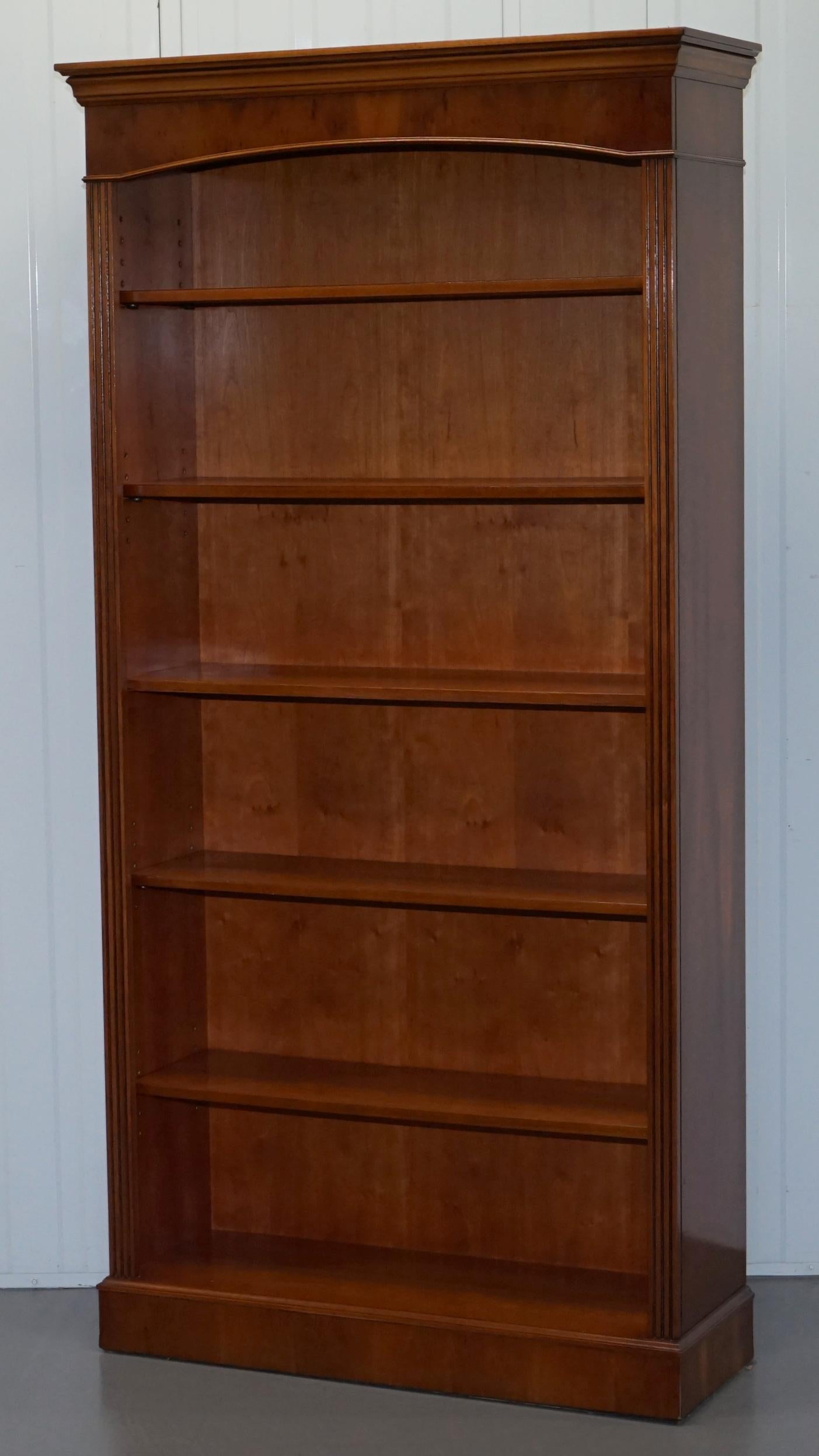 Modern Lovely Burr Yew Wood Library Legal Bookcase with Height Adjustable Shelves